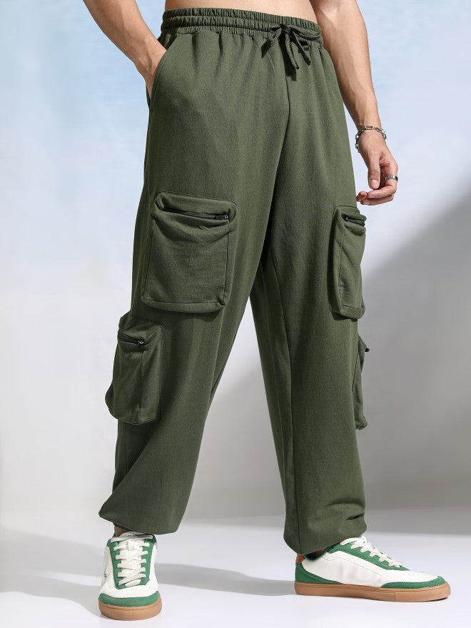Highlander Men Olive Straight Fit Solid Cargos - Olive - Image 6