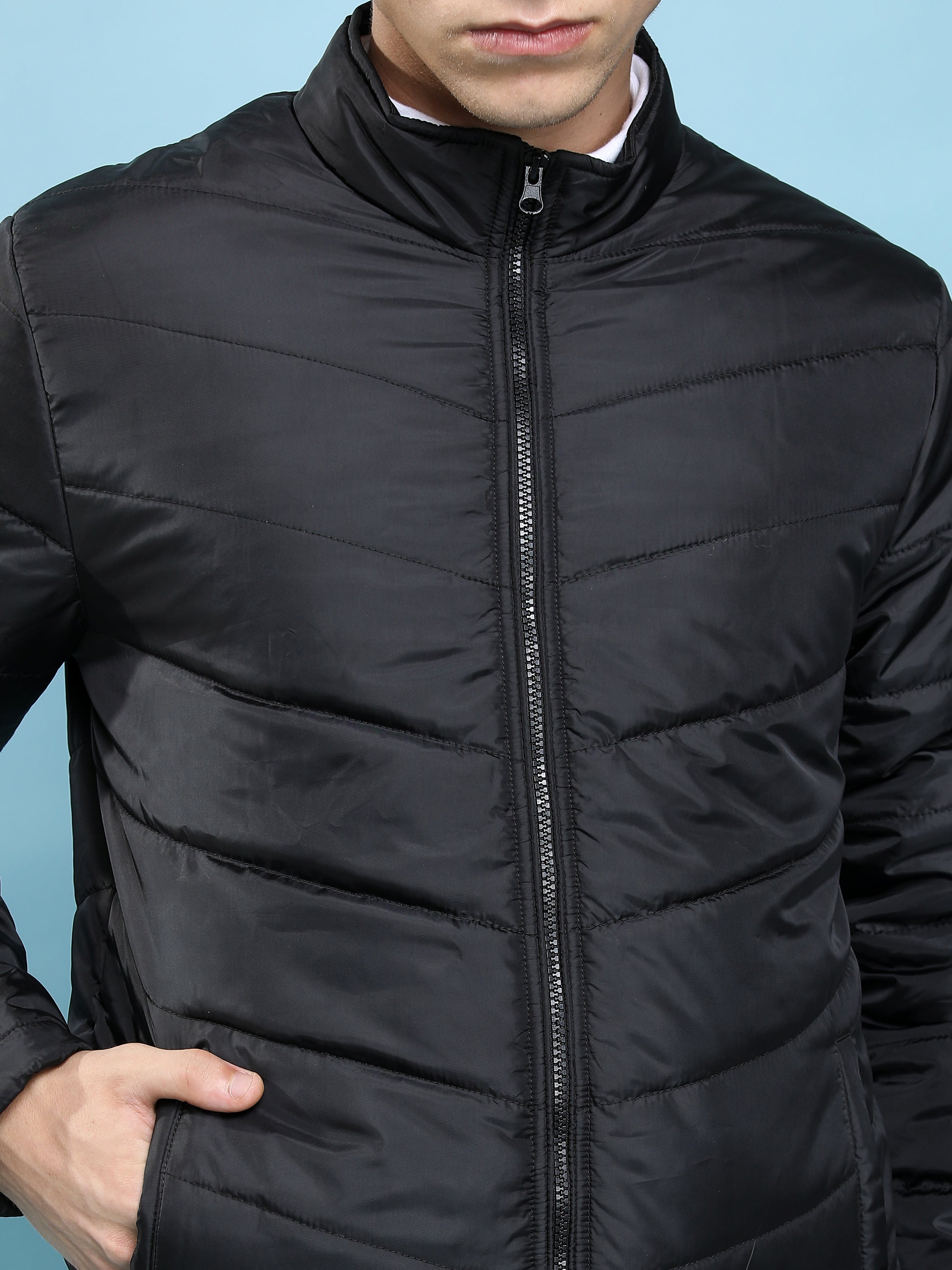 Purple By Highlander Men Black Solid Puffer Jacket - Black - Image 5