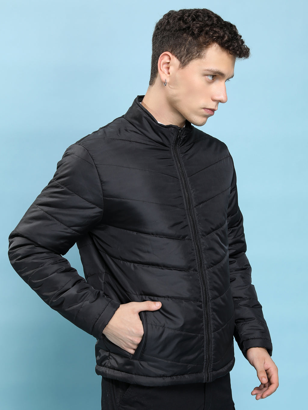 Purple By Highlander Men Black Solid Puffer Jacket - Black - Image 6