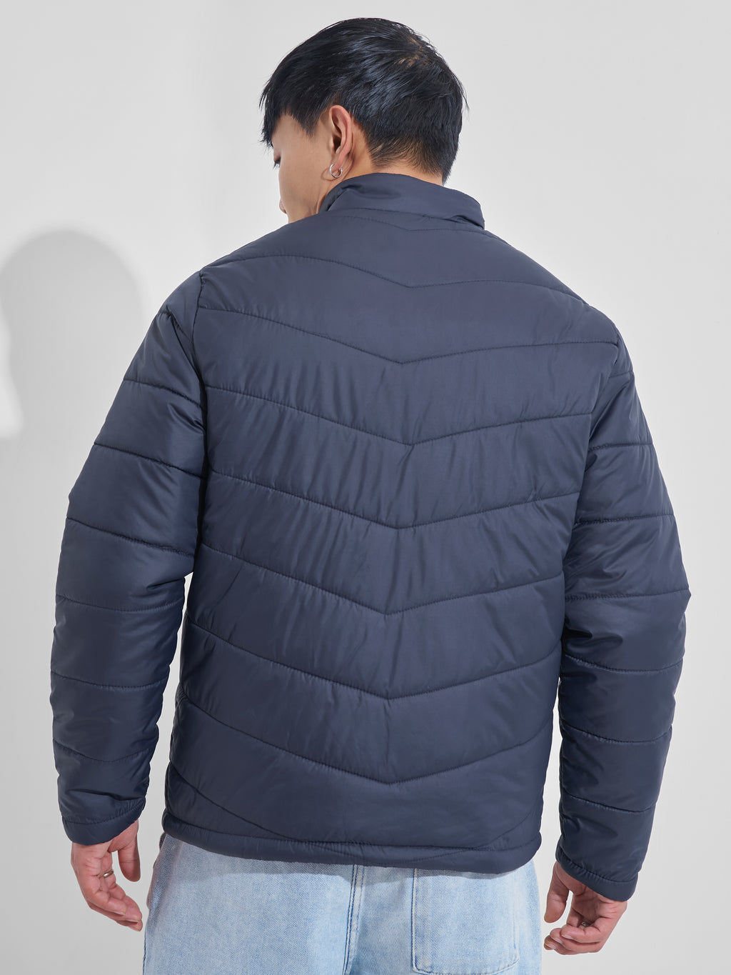 Purple By Highlander Men Navy Blue Solid Puffer Jacket - Navy Blue - Image 3