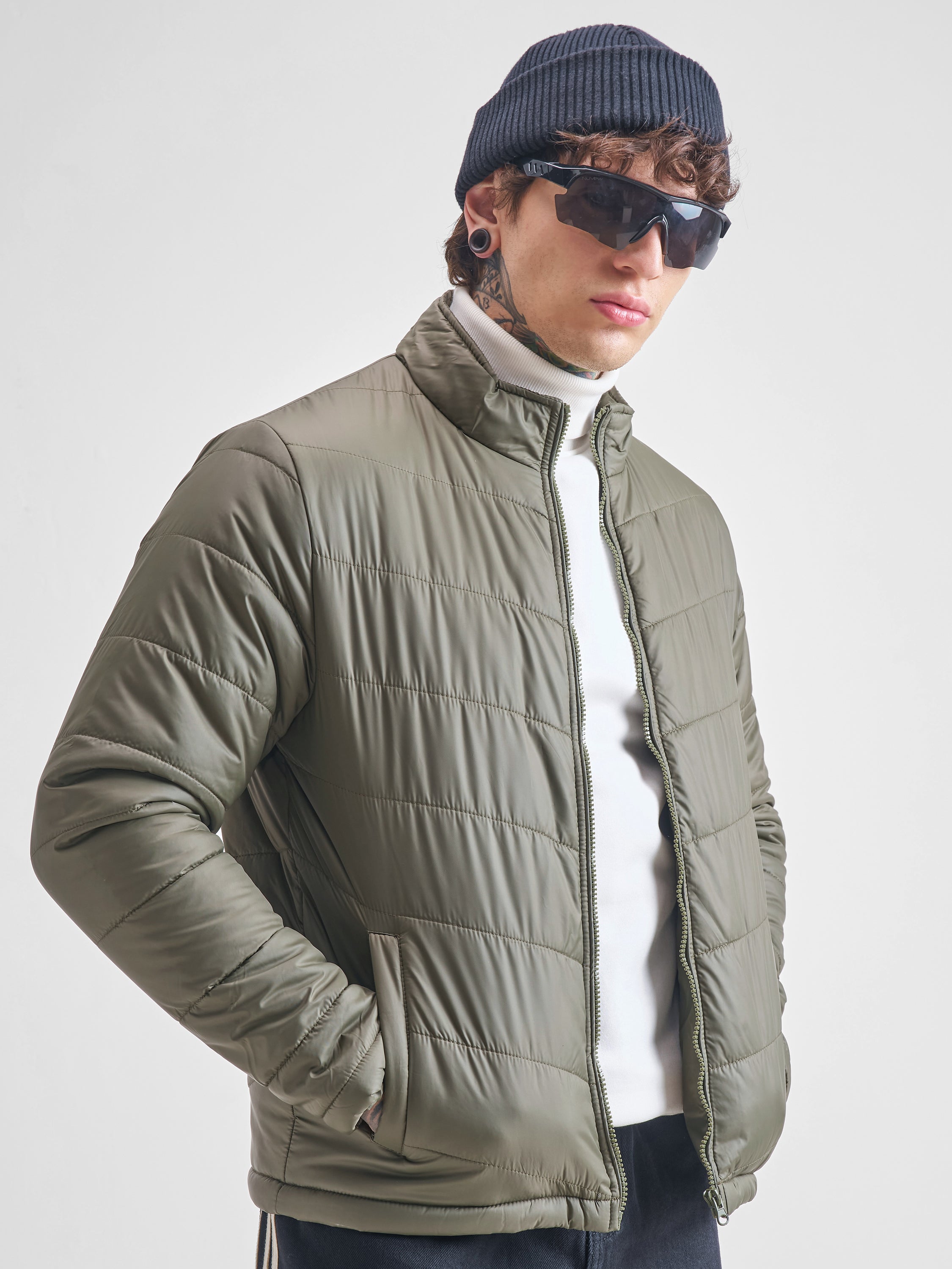 Purple By Highlander Men Olive Solid Puffer Jacket - Olive - Image 6