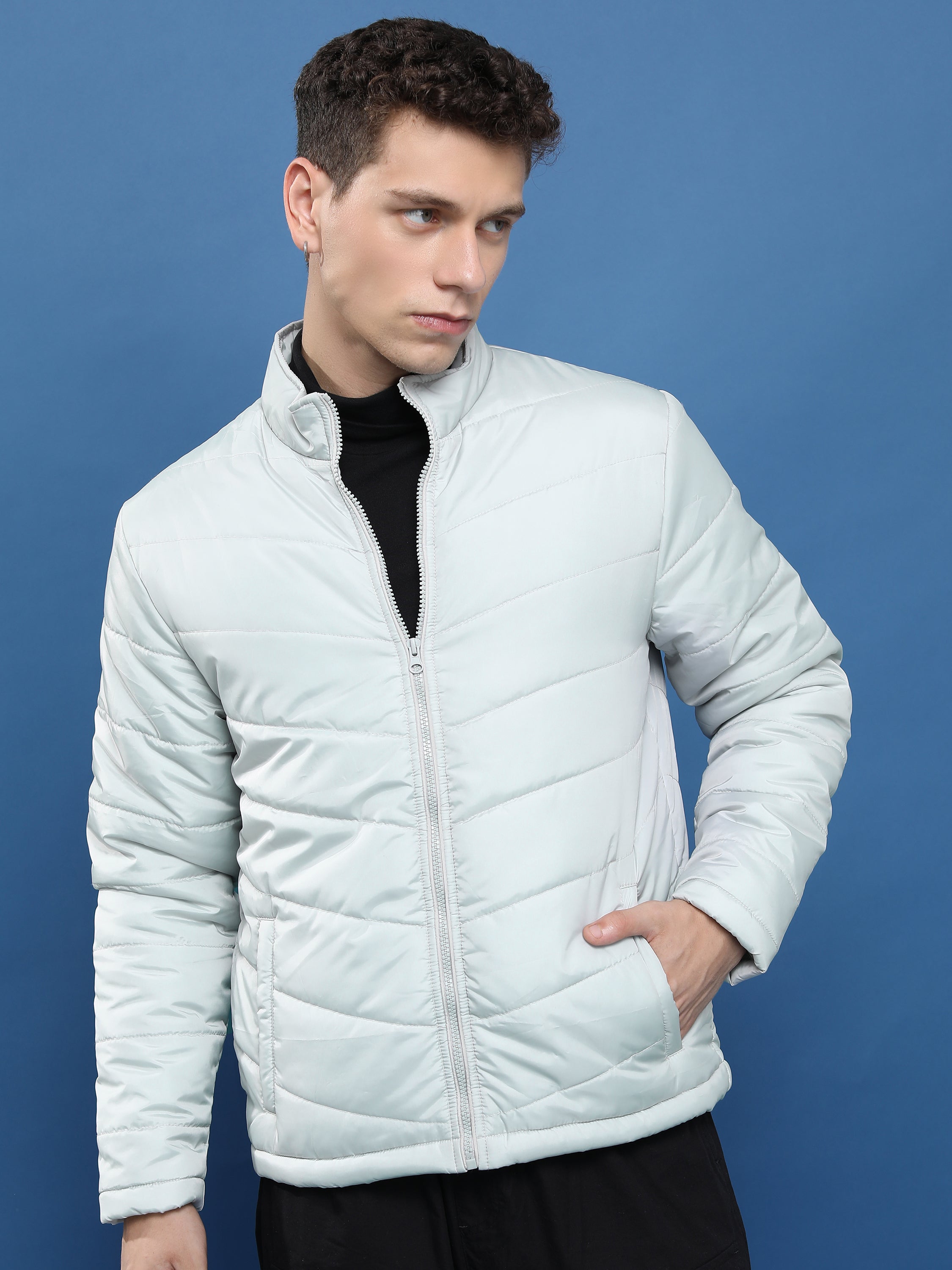 Purple By Highlander Men Grey Solid Puffer Jacket - Grey - Image 1