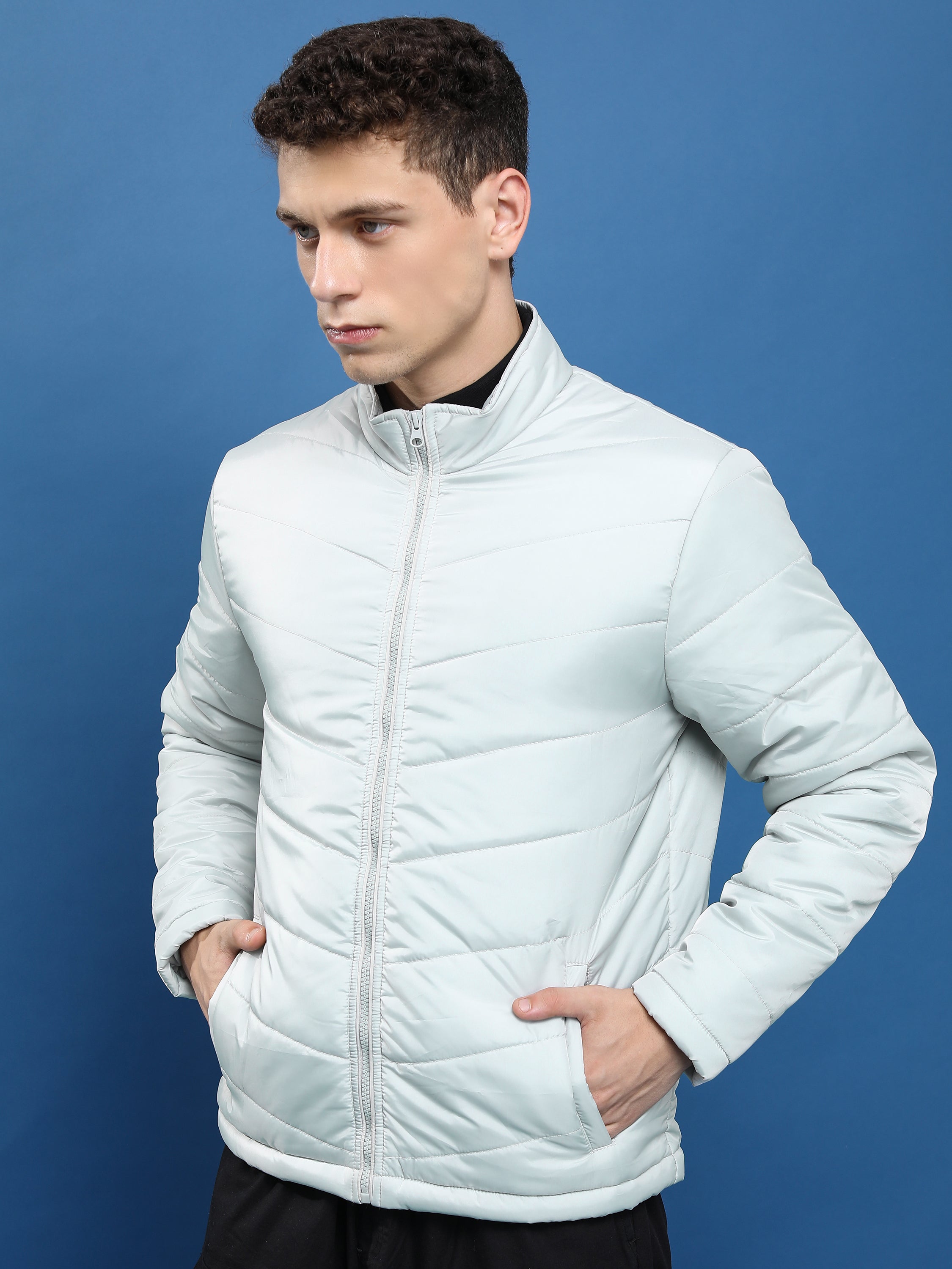 Purple By Highlander Men Grey Solid Puffer Jacket - Grey - Image 4