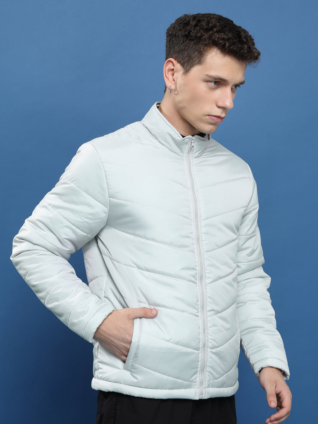 Purple By Highlander Men Grey Solid Puffer Jacket - Grey - Image 6