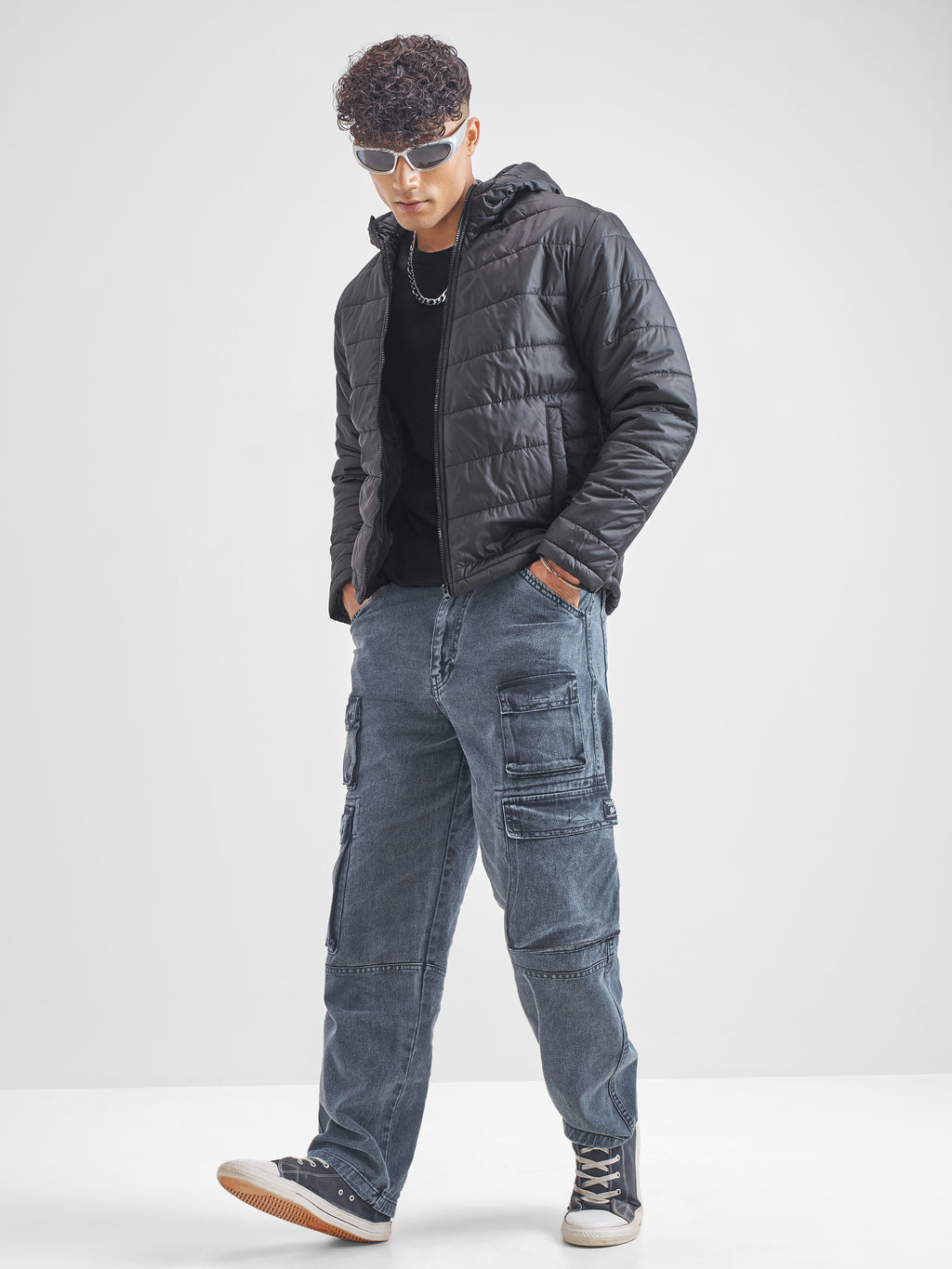 Purple By Highlander Men Black Solid Puffer Jacket - Black - Image 2