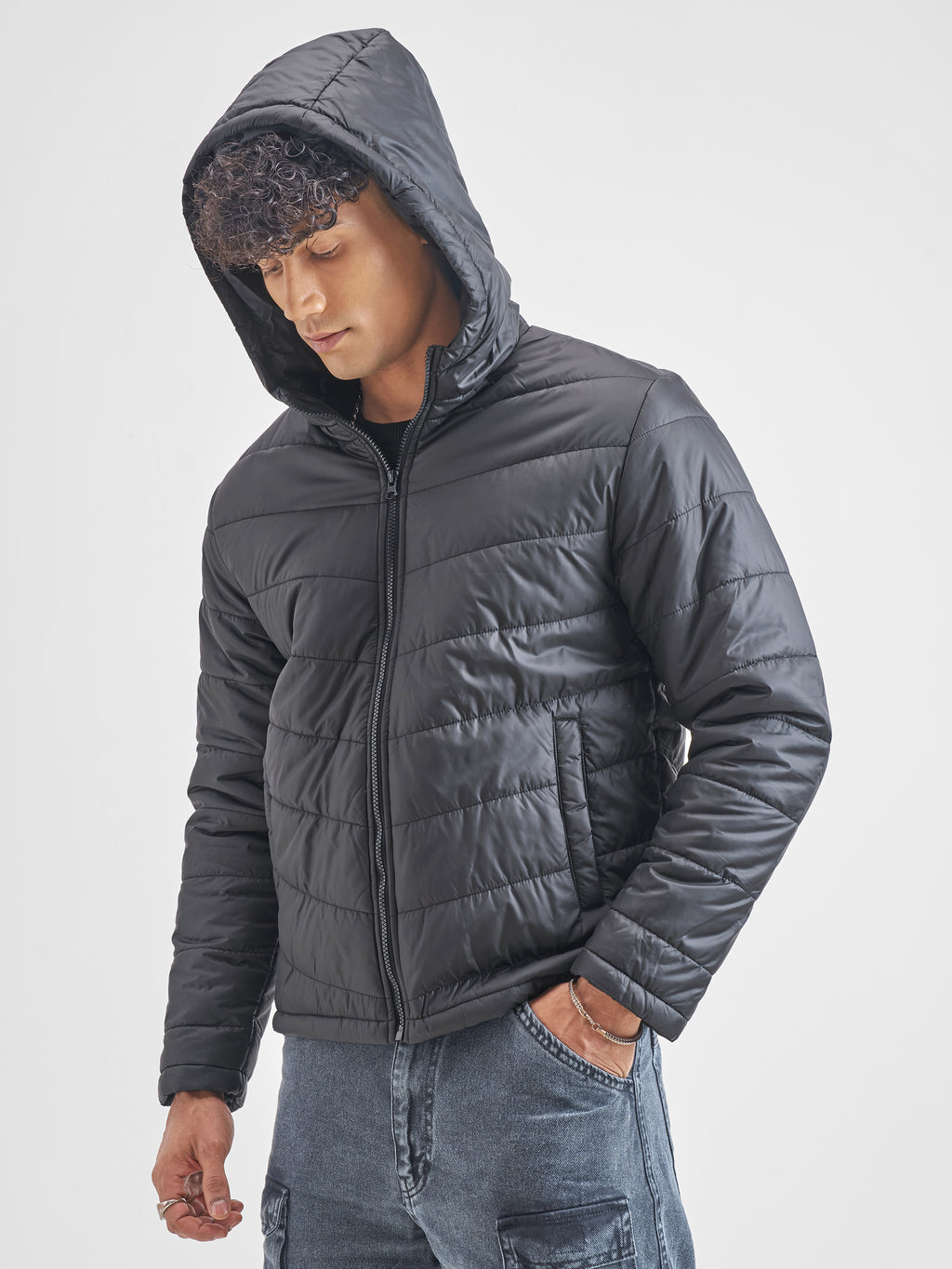 Purple By Highlander Men Black Solid Puffer Jacket - Black - Image 4