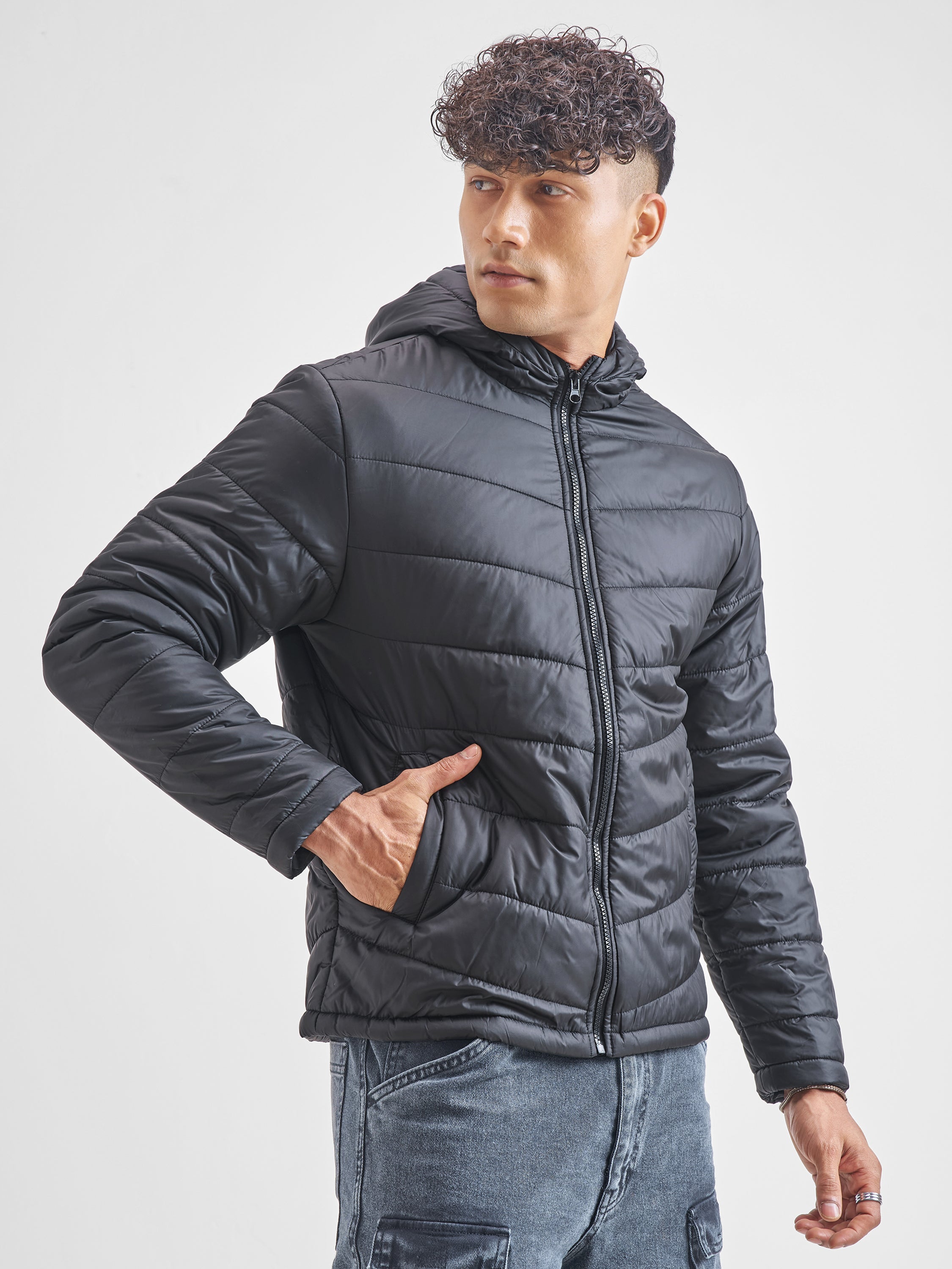 Purple By Highlander Men Black Solid Puffer Jacket - Black - Image 6