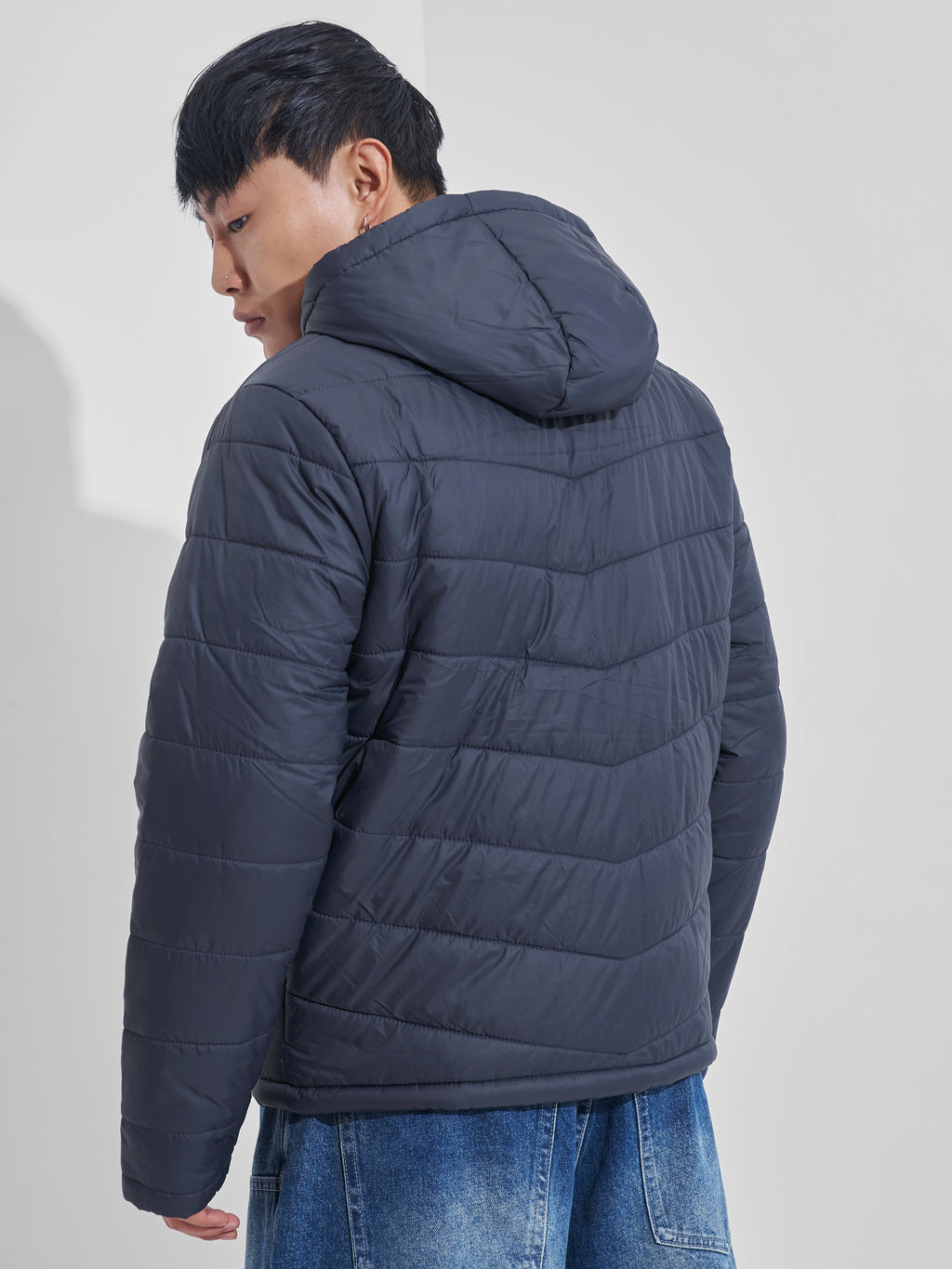 Purple By Highlander Men Navy Blue Solid Puffer Jacket - Navy Blue - Image 3