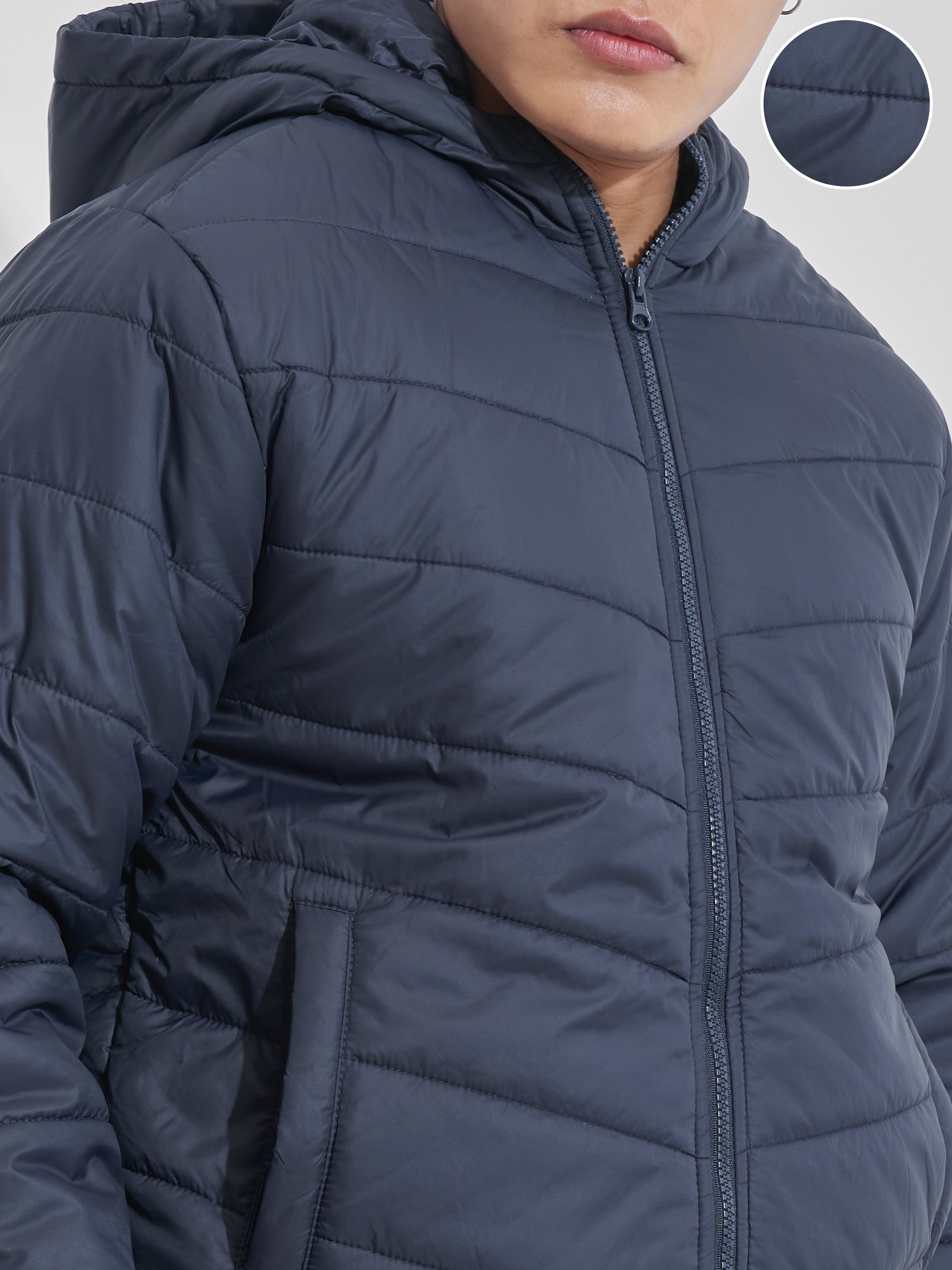 Purple By Highlander Men Navy Blue Solid Puffer Jacket - Navy Blue - Image 5