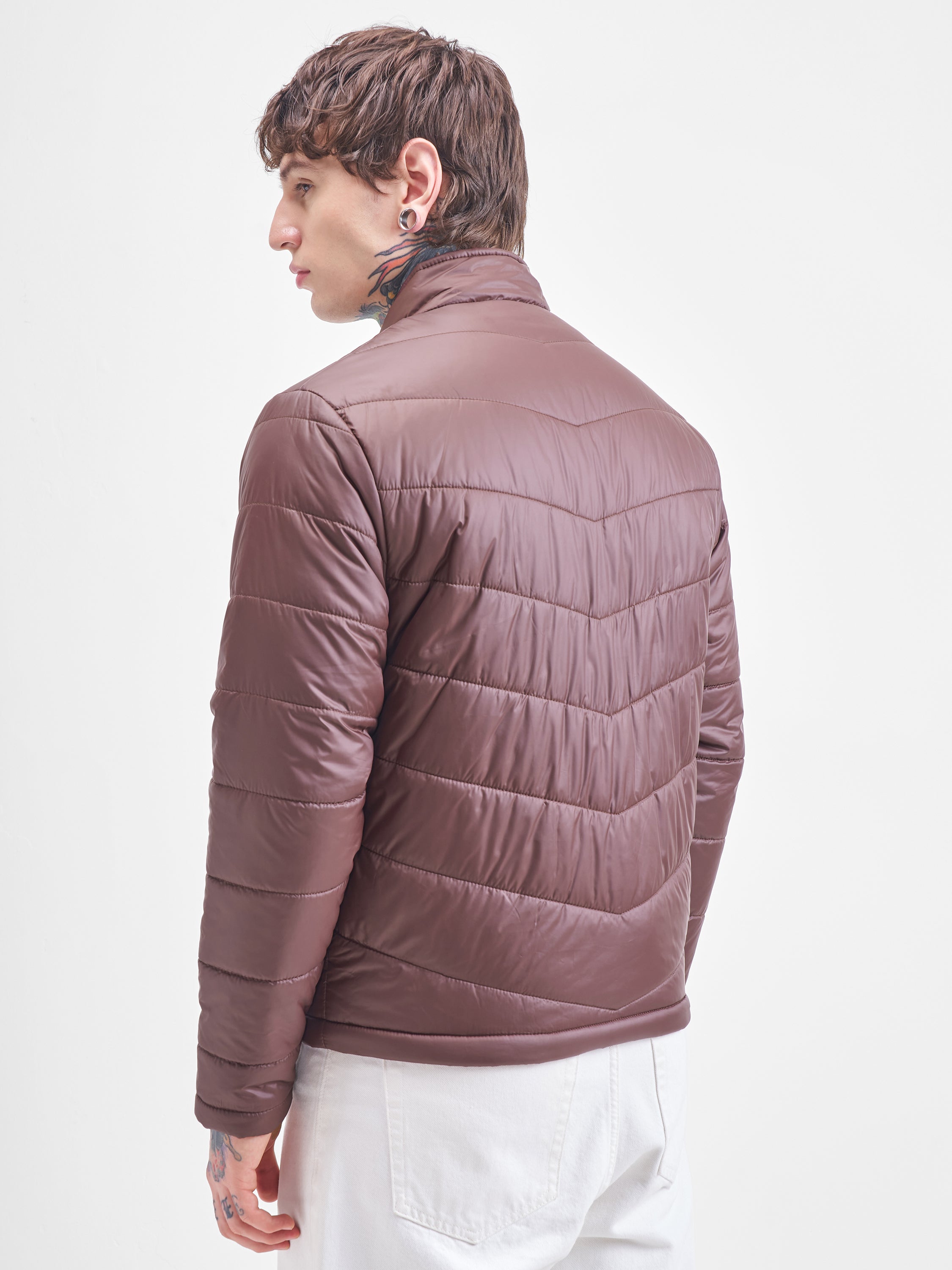 Purple By Highlander Men Burgundy Solid Puffer Jacket - Burgundy - Image 3