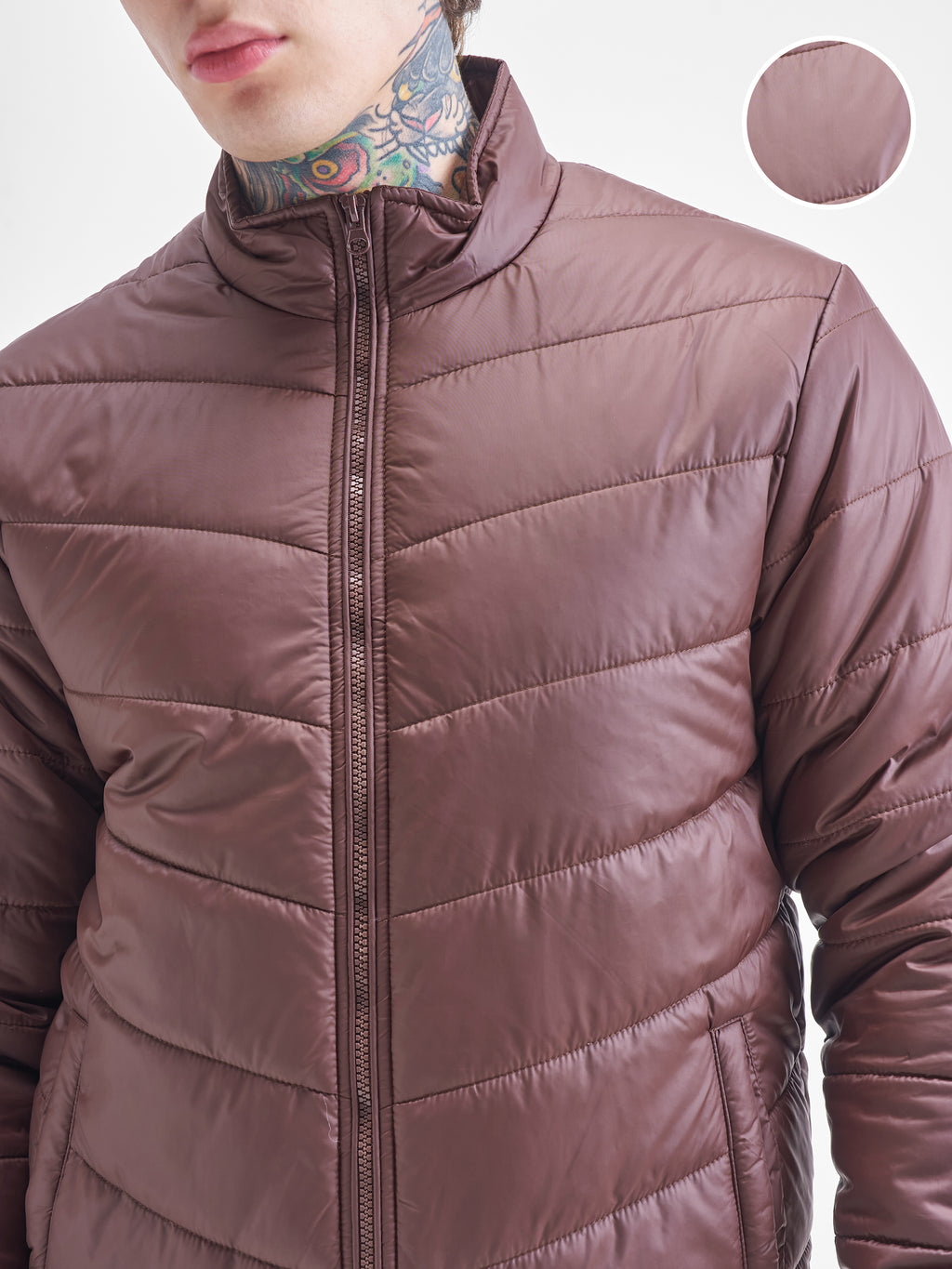 Purple By Highlander Men Burgundy Solid Puffer Jacket - Burgundy - Image 5