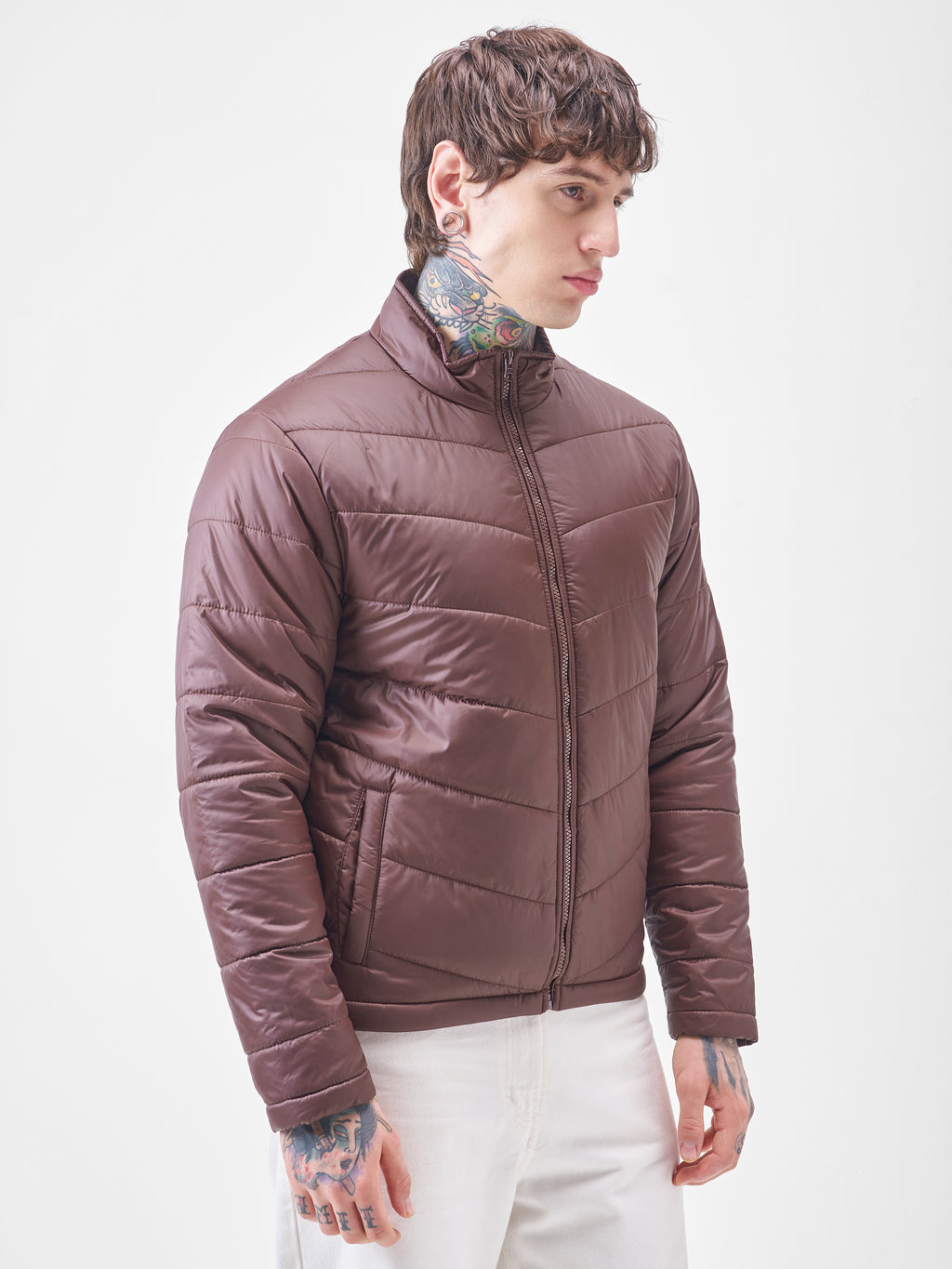 Purple By Highlander Men Burgundy Solid Puffer Jacket - Burgundy - Image 6