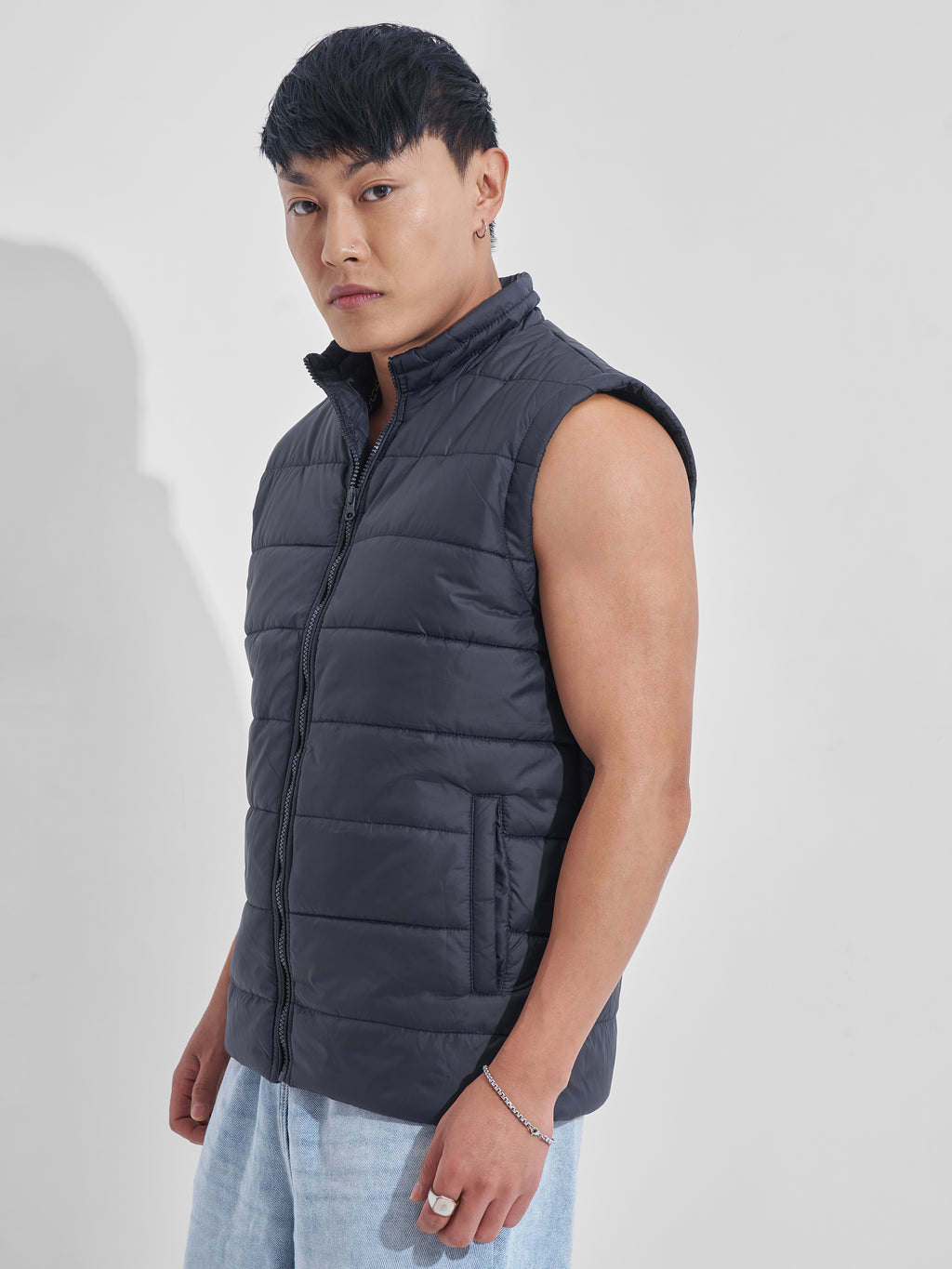Purple By Highlander Men Navy Blue Solid Puffer Jacket - Navy Blue - Image 4