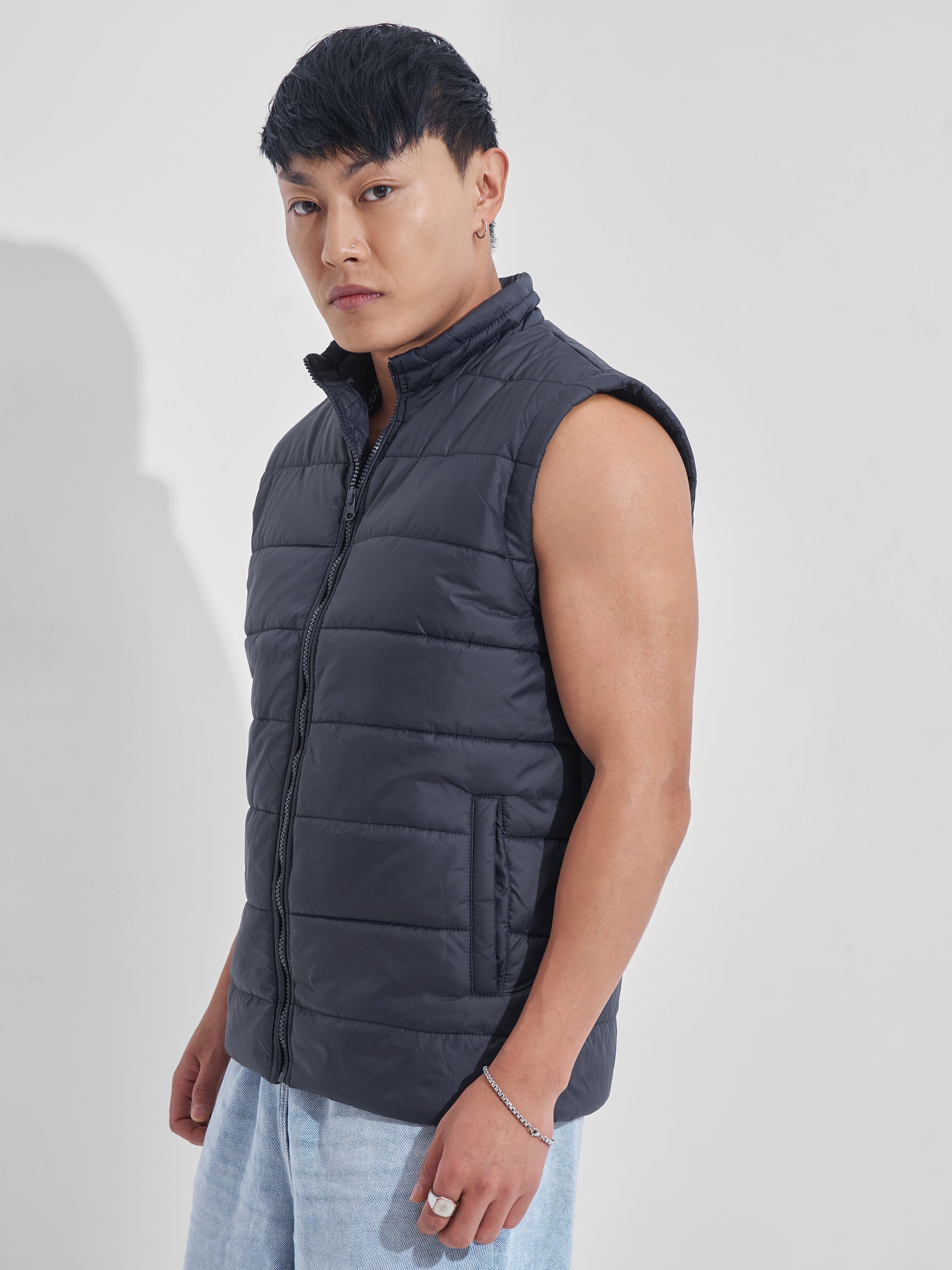 Purple By Highlander Men Navy Blue Solid Puffer Jacket - Navy Blue - Image 4