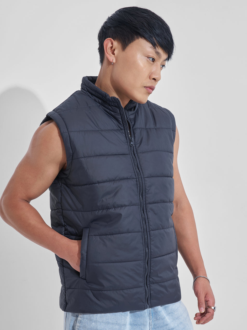 Purple By Highlander Men Navy Blue Solid Puffer Jacket - Navy Blue - Image 6