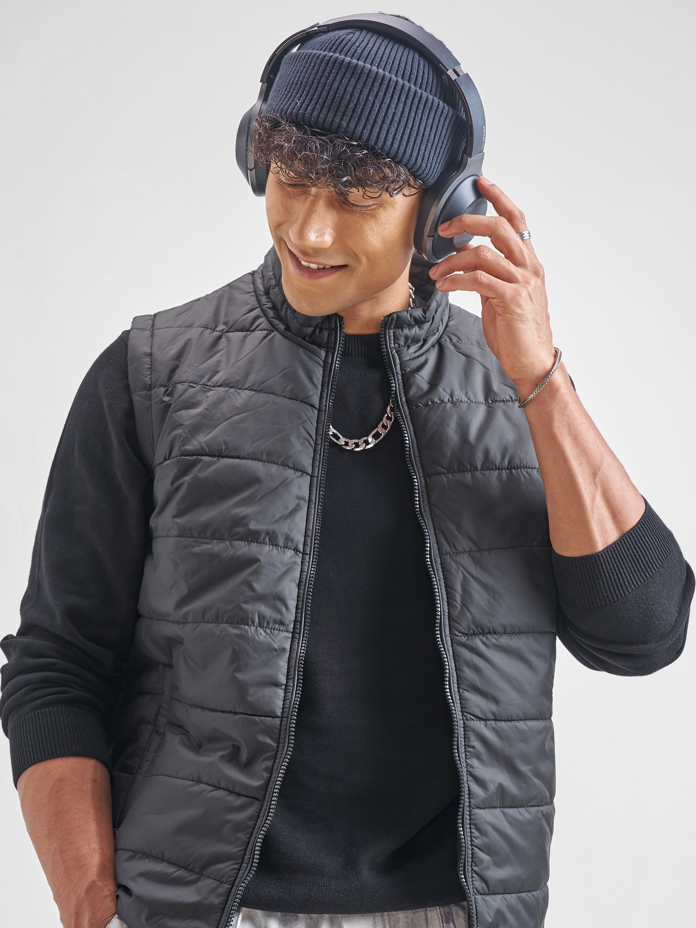 Purple By Highlander Men Black Solid Puffer Jacket - Black - Image 1