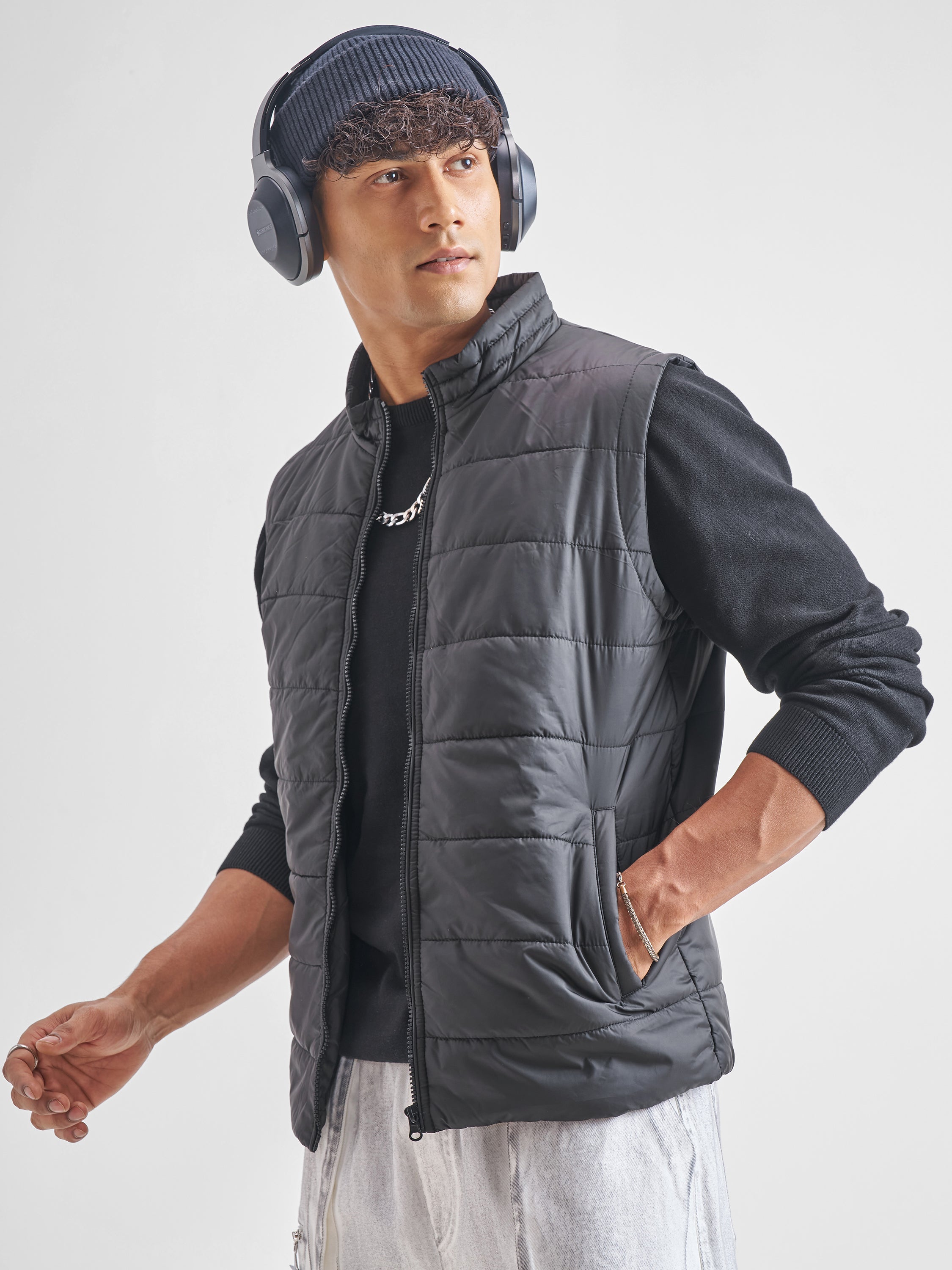 Purple By Highlander Men Black Solid Puffer Jacket - Black - Image 4