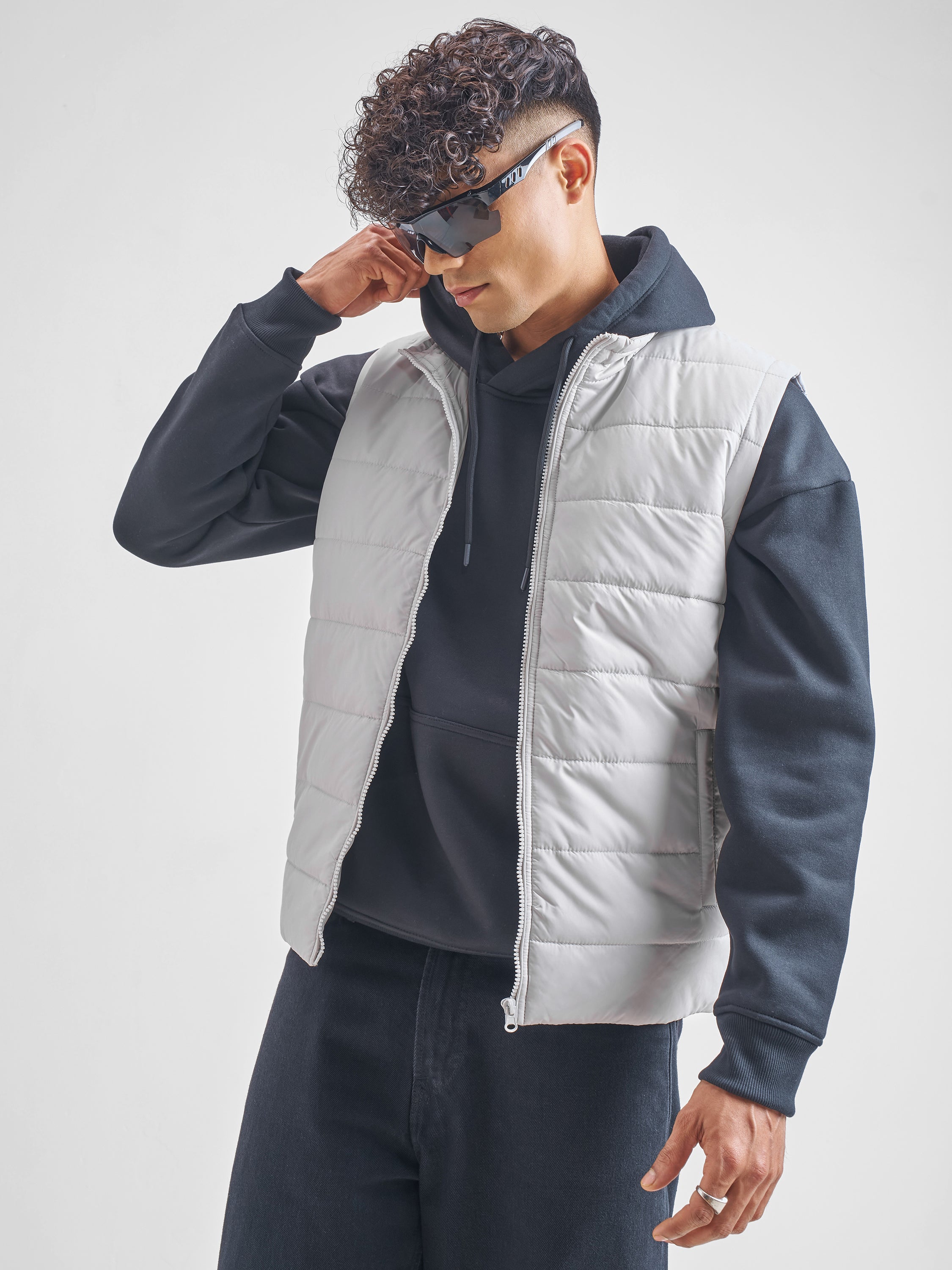 Purple By Highlander Men Grey Solid Puffer Jacket - Grey - Image 4