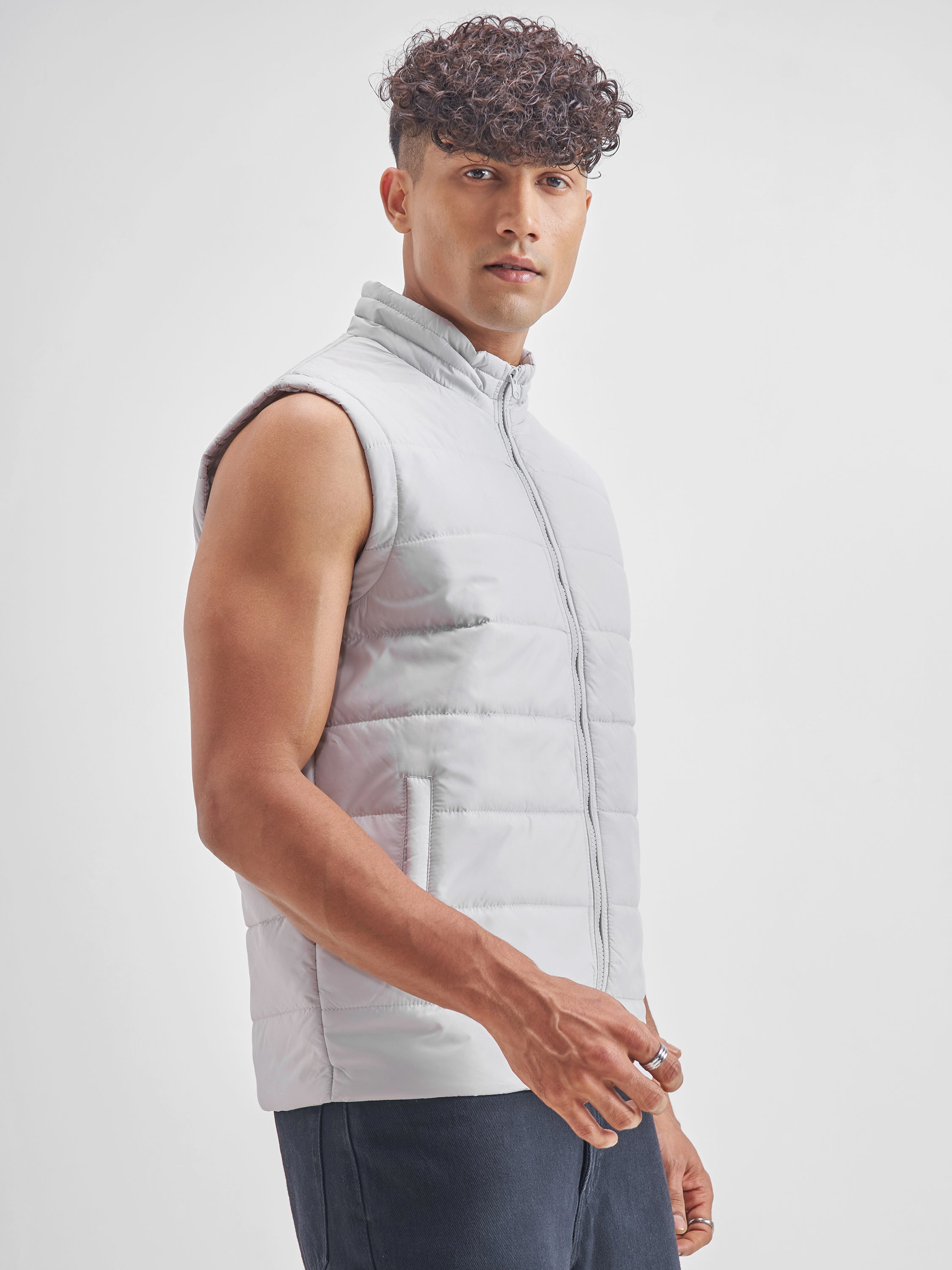 Purple By Highlander Men Grey Solid Puffer Jacket - Grey - Image 6