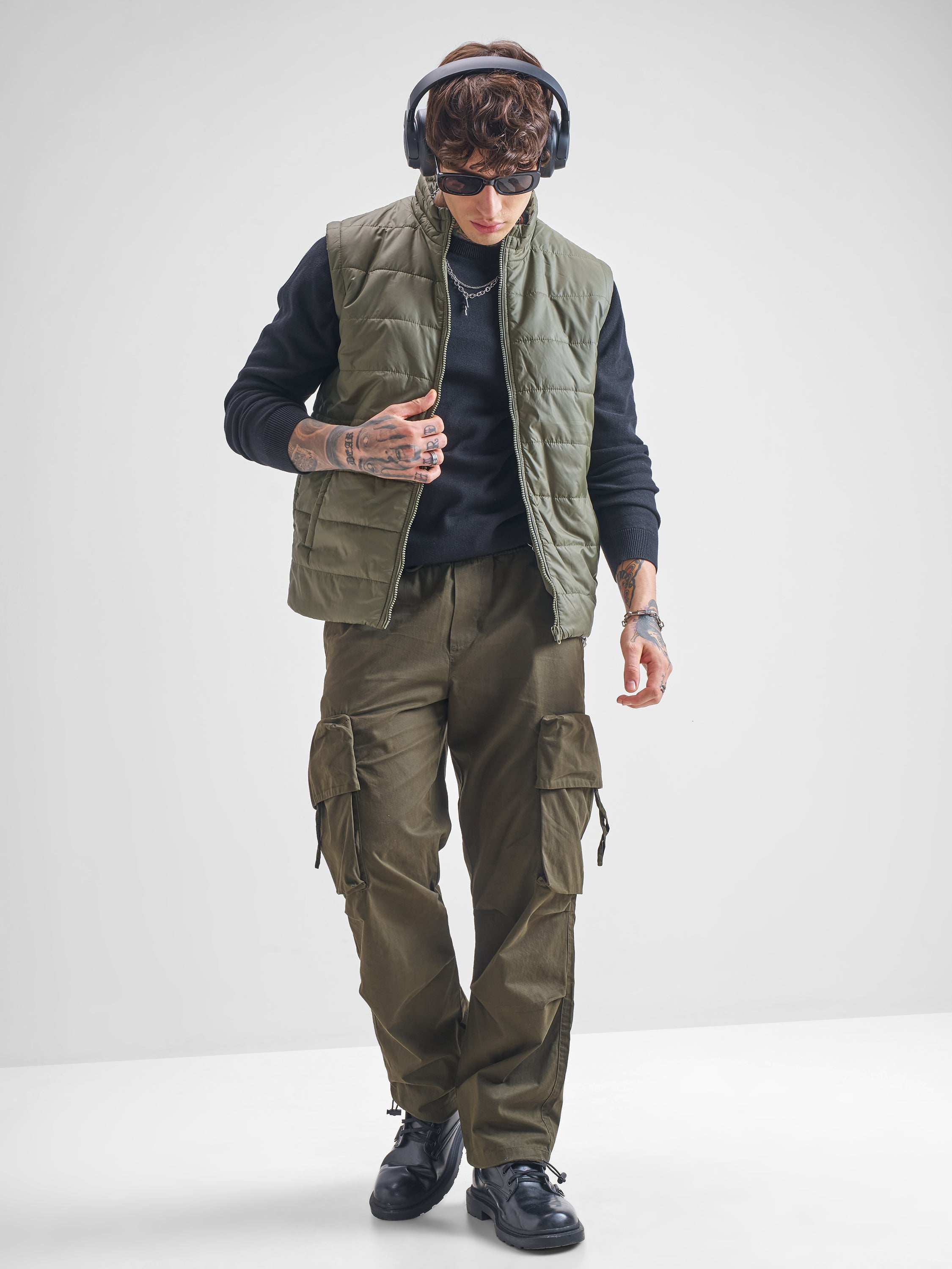 Purple By Highlander Men Olive Solid Puffer Jacket - Olive - Image 2