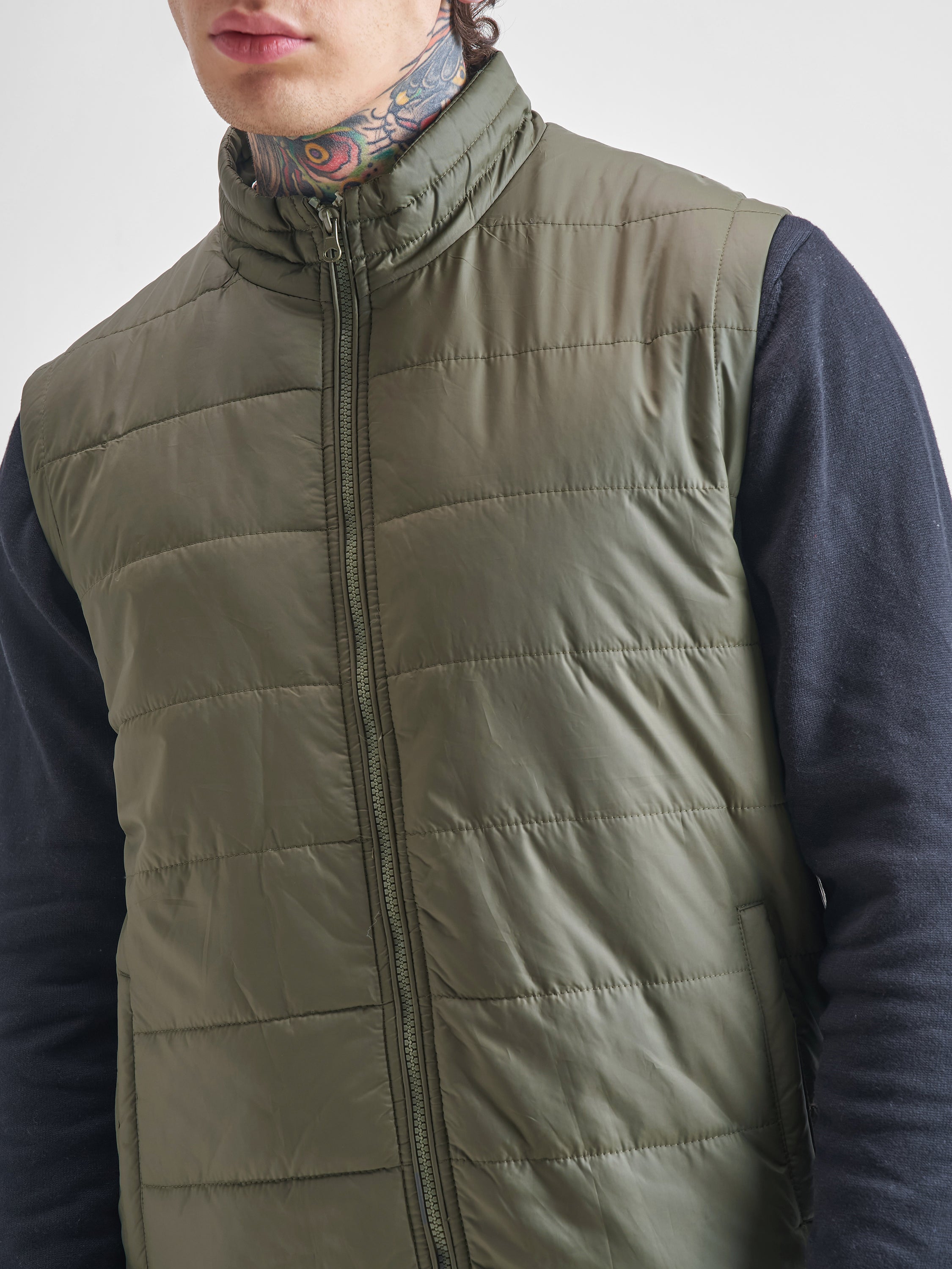 Purple By Highlander Men Olive Solid Puffer Jacket - Olive - Image 5
