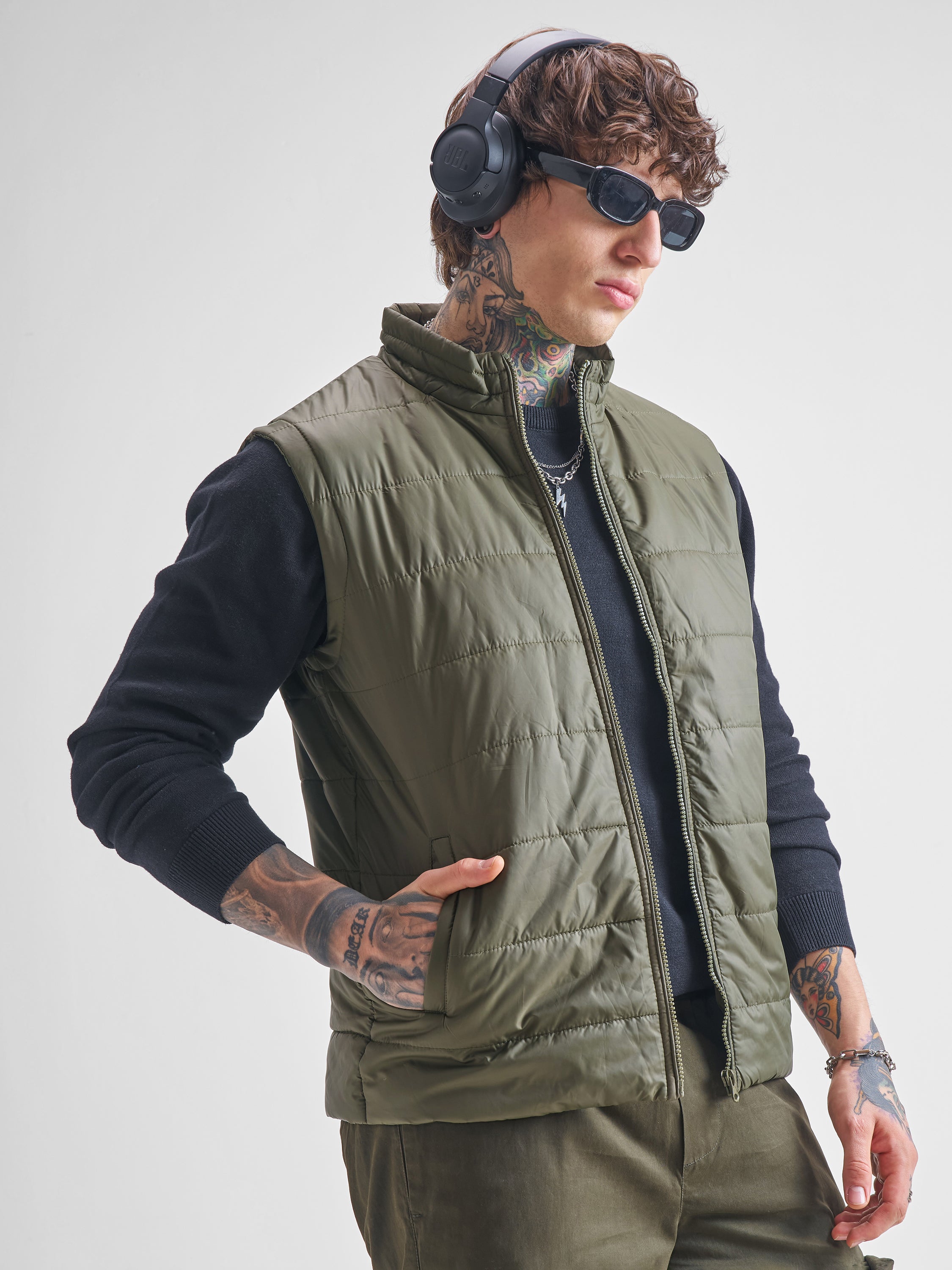 Purple By Highlander Men Olive Solid Puffer Jacket - Olive - Image 6