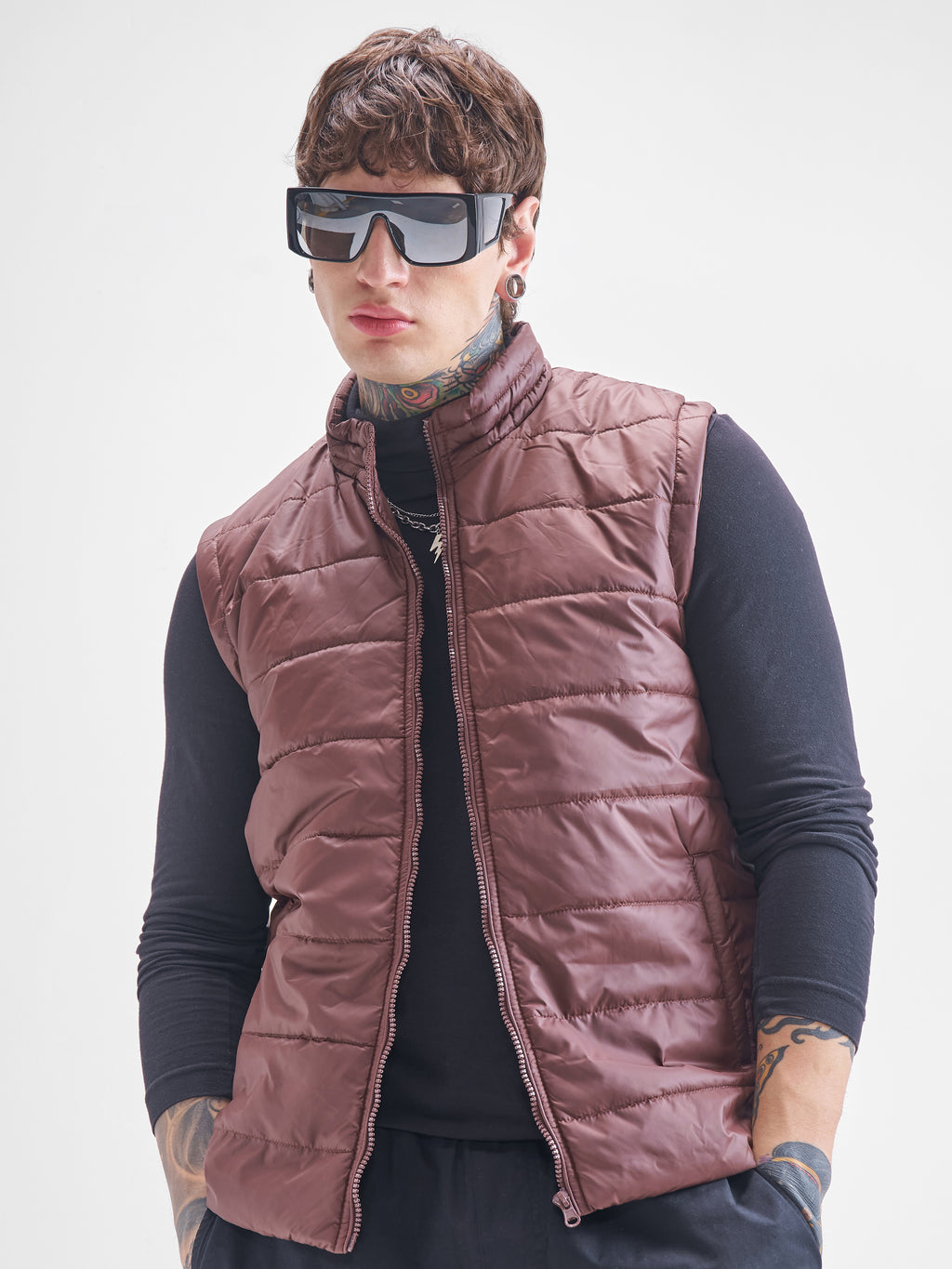 Purple By Highlander Men Brown Solid Puffer Jacket - Brown - Image 1