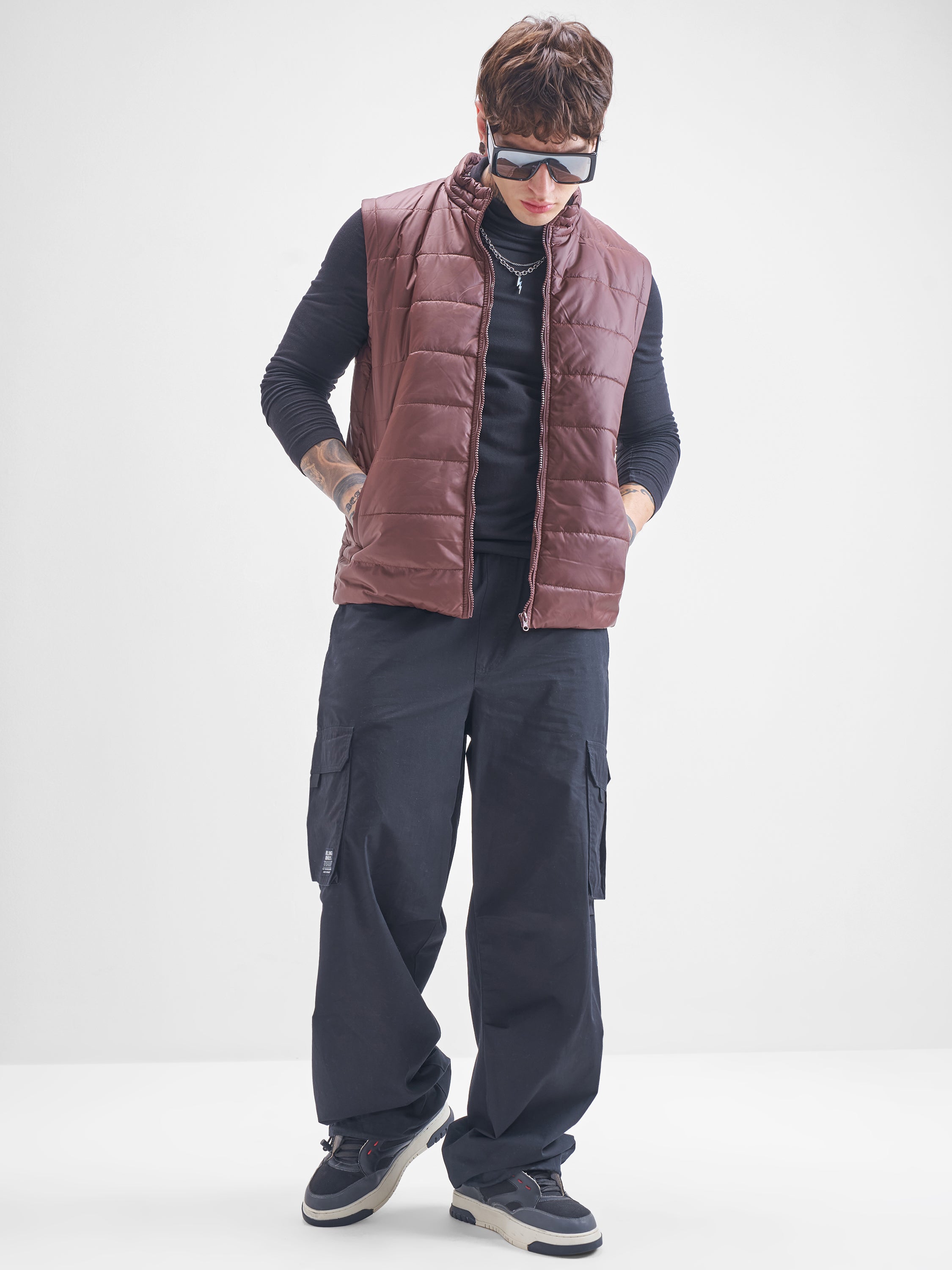 Purple By Highlander Men Brown Solid Puffer Jacket - Brown - Image 2