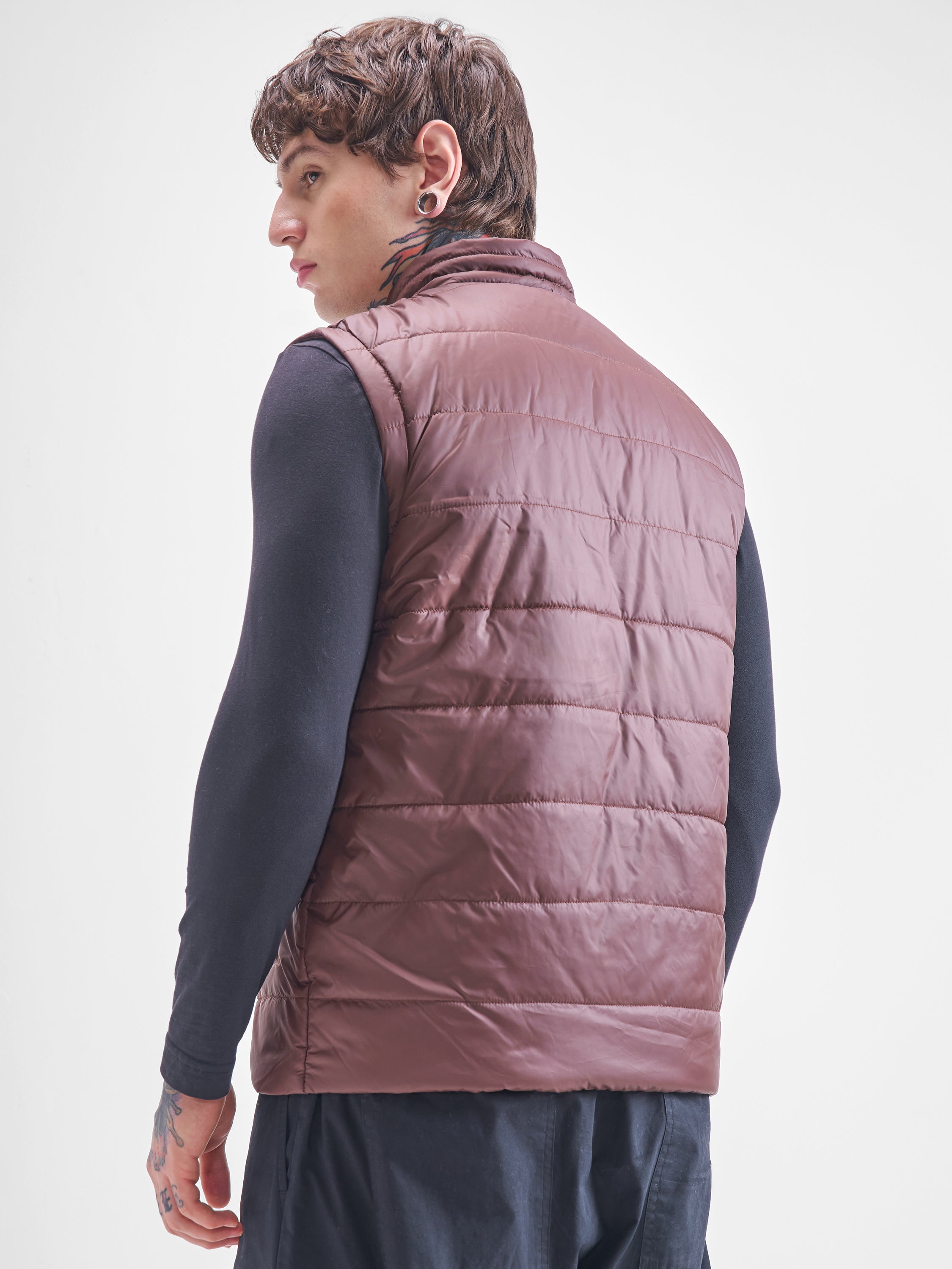 Purple By Highlander Men Brown Solid Puffer Jacket - Brown - Image 3