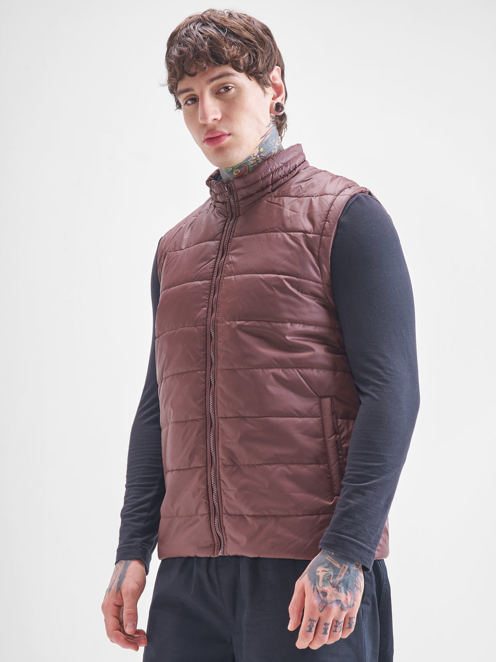 Purple By Highlander Men Brown Solid Puffer Jacket - Brown - Image 4