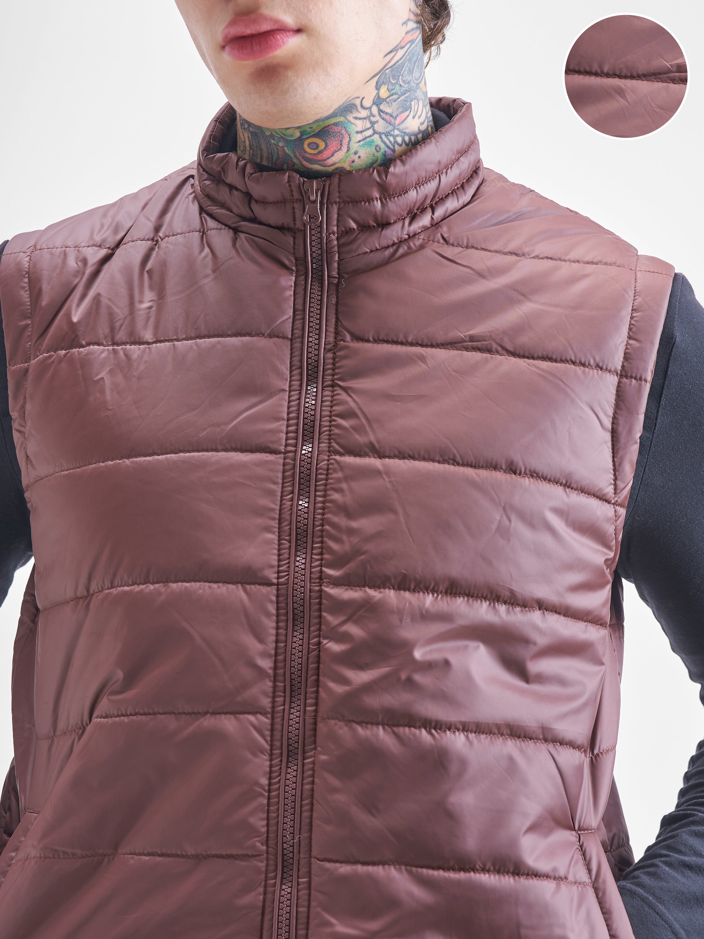 Purple By Highlander Men Brown Solid Puffer Jacket - Brown - Image 5