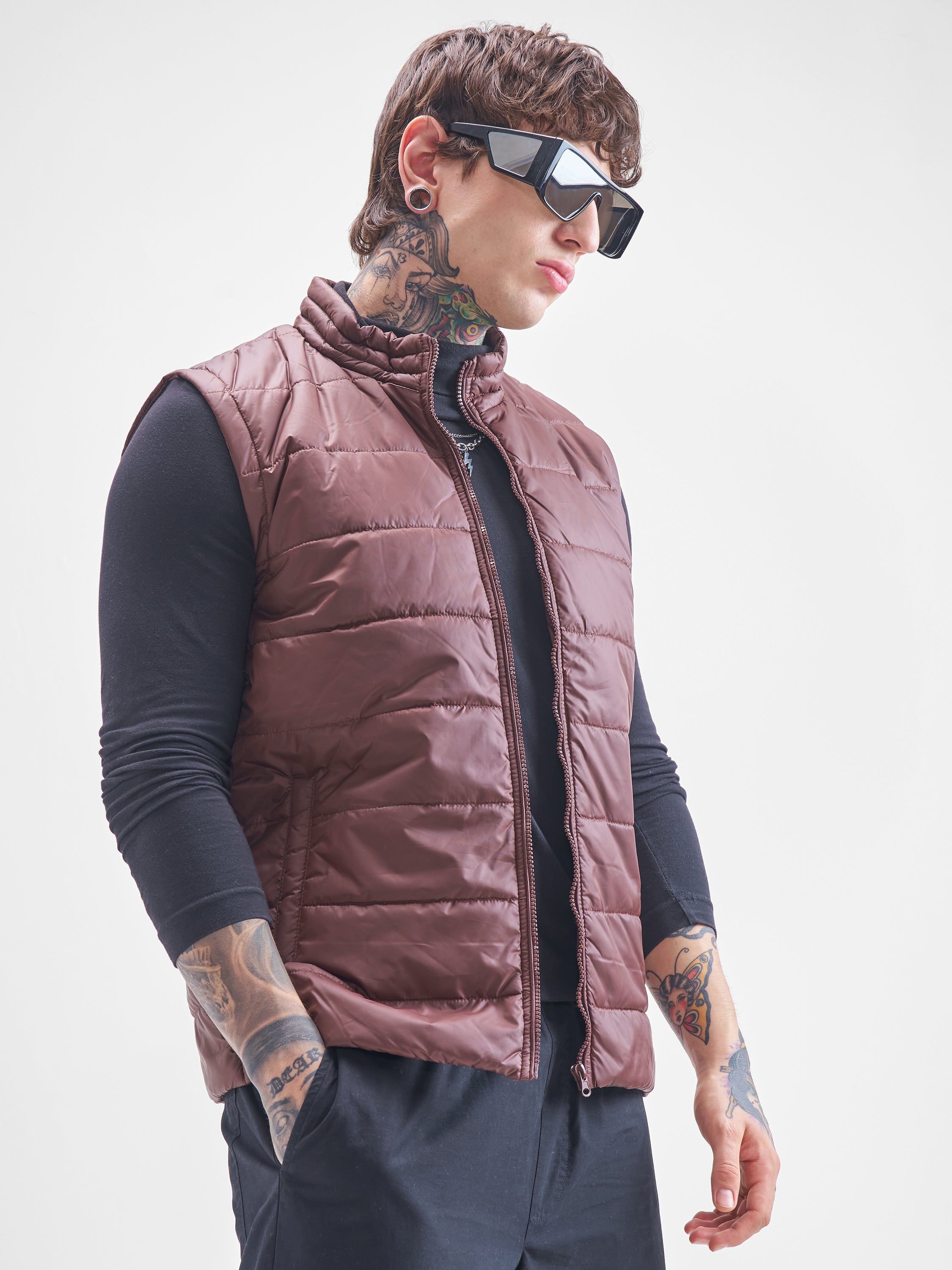 Purple By Highlander Men Brown Solid Puffer Jacket - Brown - Image 6