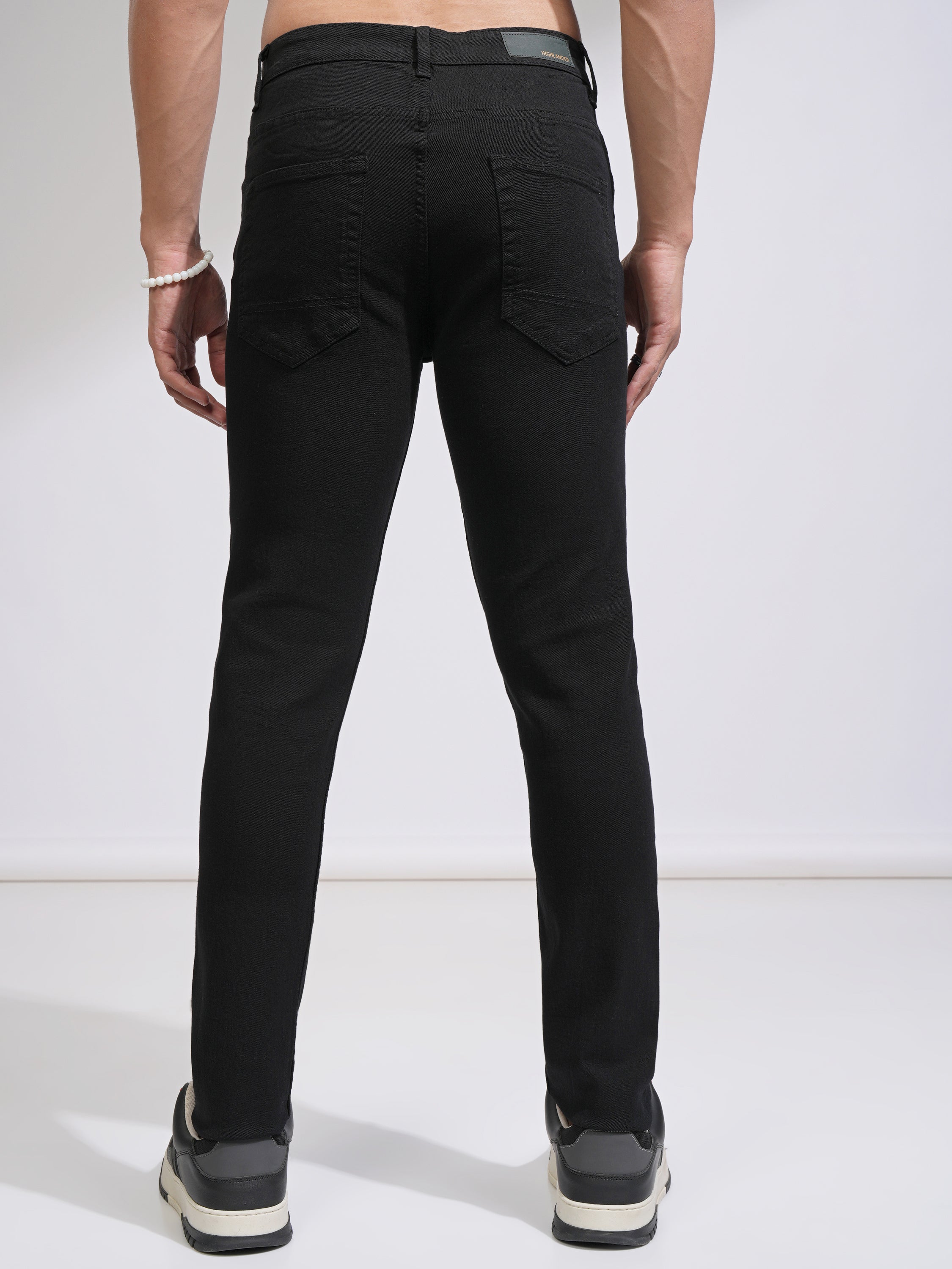 Highlander Men Black Skinny Fit Stretchable Jeans - Black - Image 3