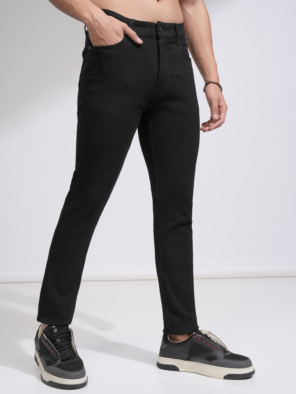 Highlander Men Black Skinny Fit Stretchable Jeans - Black - Image 6