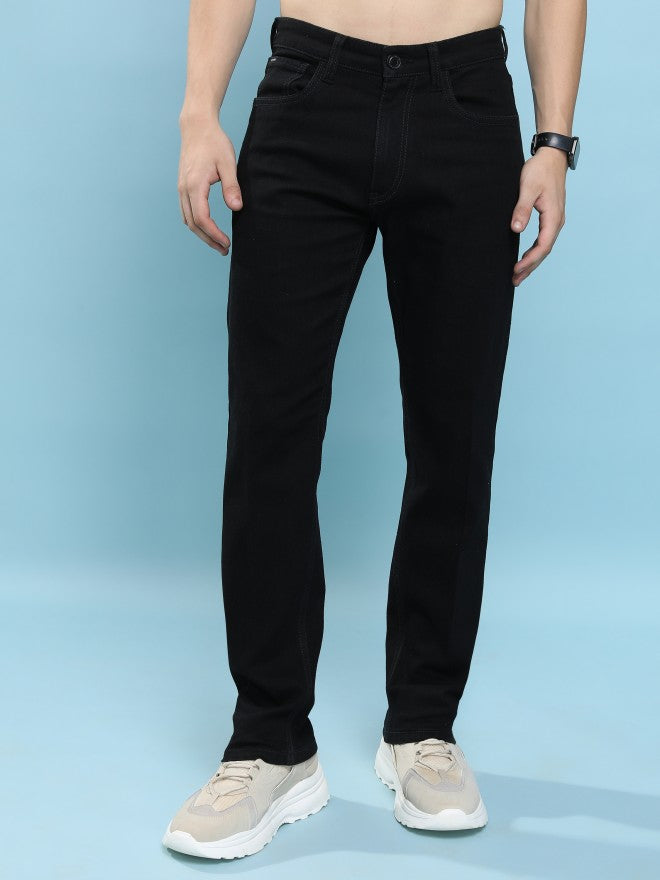 Purple By Highlander Men Black Straight Fit Stretchable Jeans - Black - Image 1