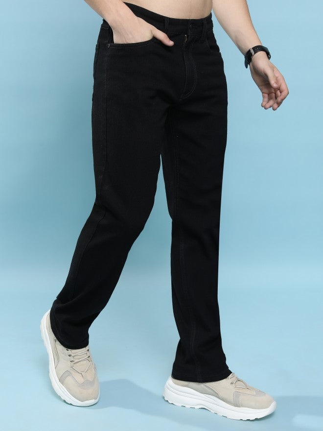 Purple By Highlander Men Black Straight Fit Stretchable Jeans - Black - Image 6