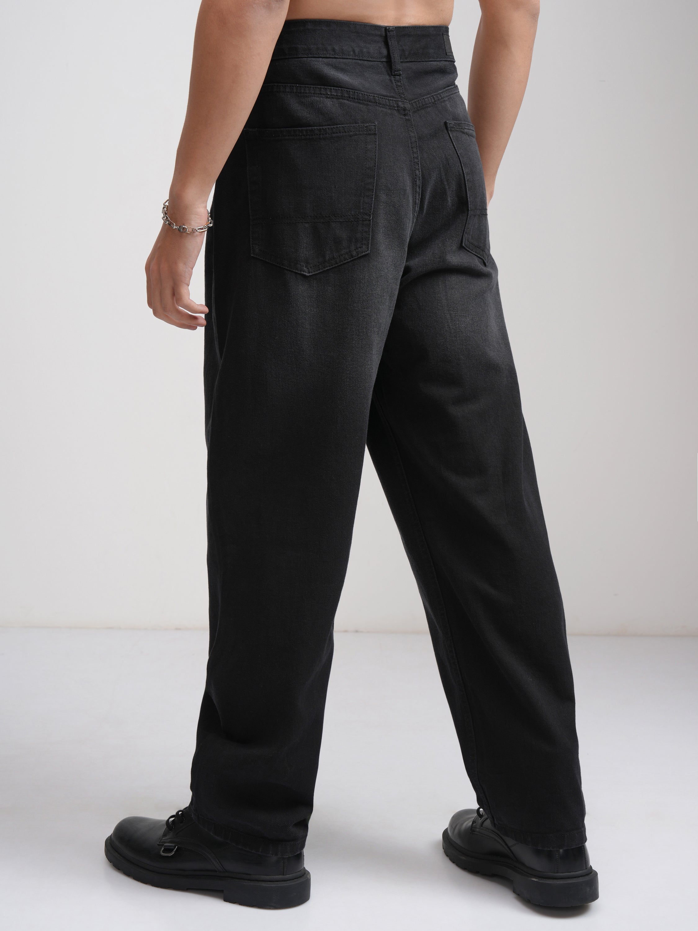 Purple By Highlander Men Black Relaxed Fit Jeans - Black - Image 3