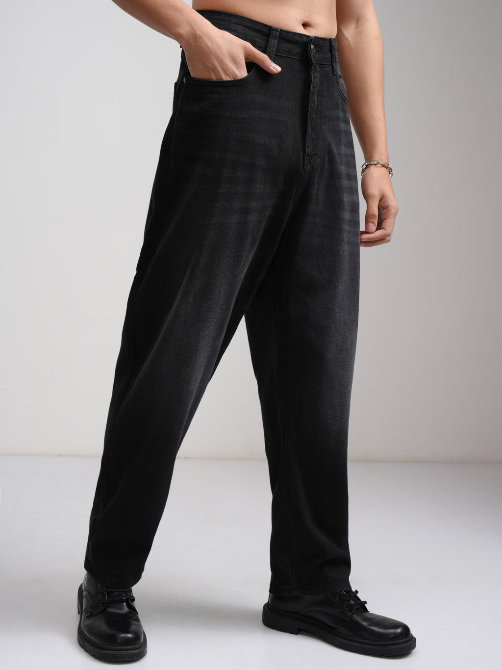Purple By Highlander Men Black Relaxed Fit Jeans - Black - Image 6