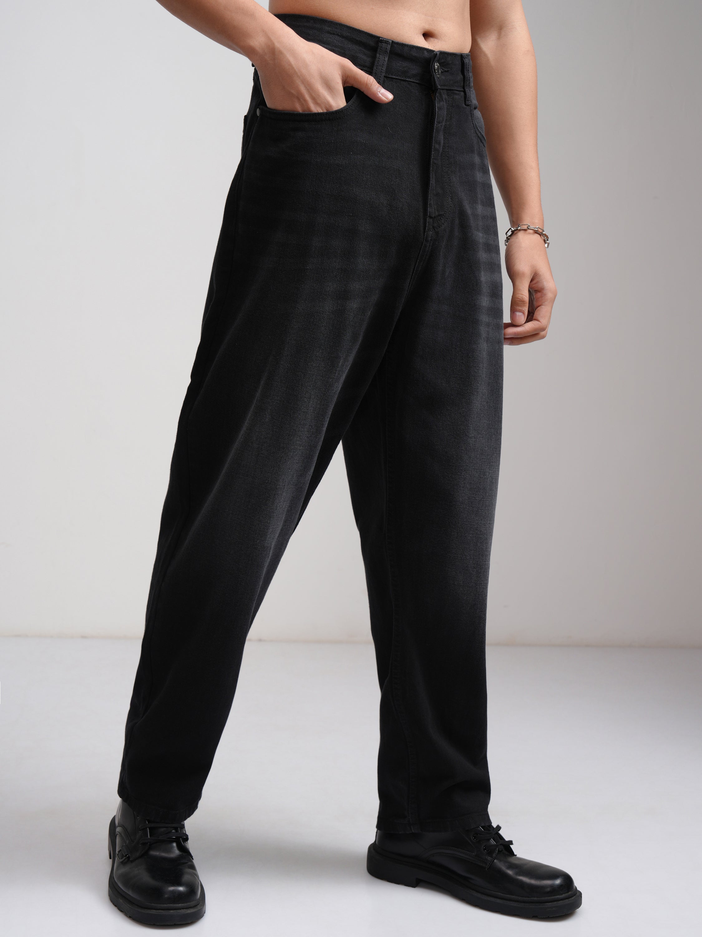 Purple By Highlander Men Black Relaxed Fit Jeans - Black - Image 6