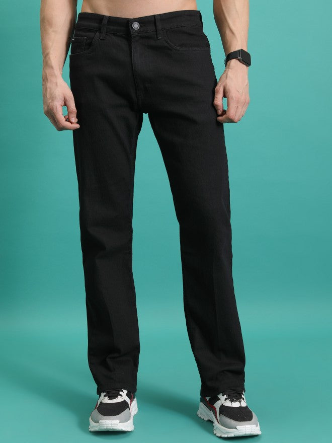 Highlander Men Black Tapered Fit Stretchable Jeans - Black - Image 1