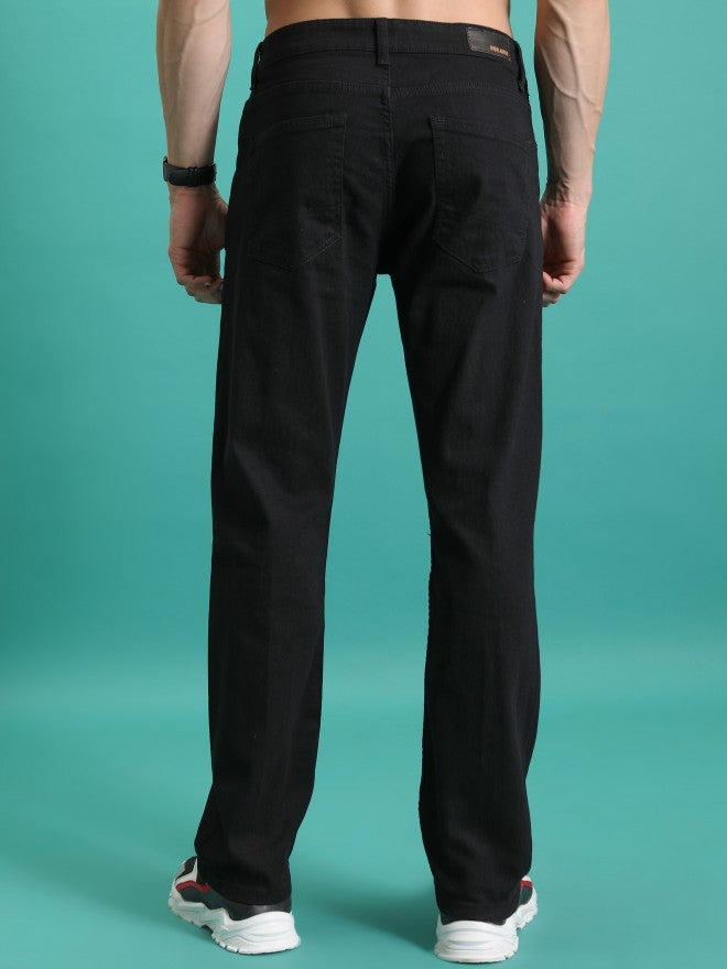 Highlander Men Black Tapered Fit Stretchable Jeans - Black - Image 3