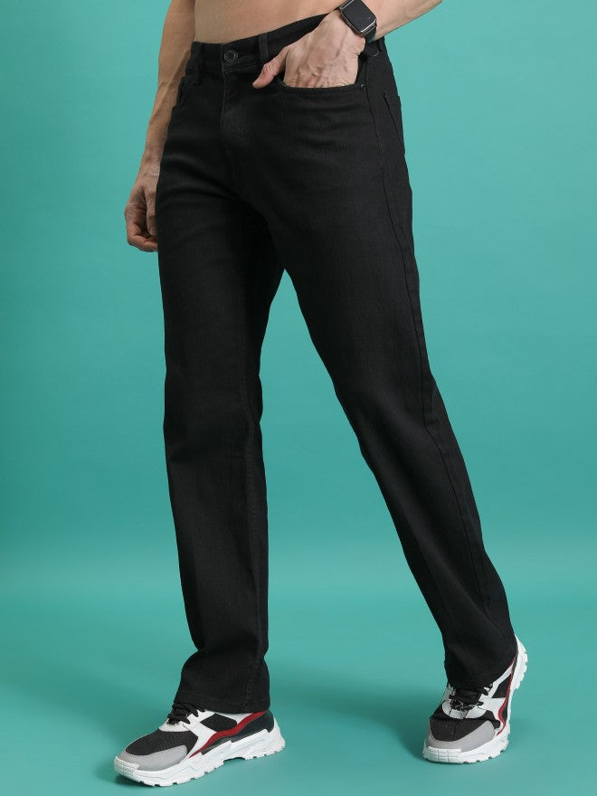 Highlander Men Black Tapered Fit Stretchable Jeans - Black - Image 4