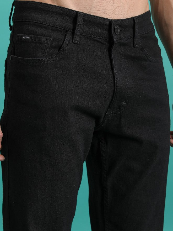 Highlander Men Black Tapered Fit Stretchable Jeans - Black - Image 5