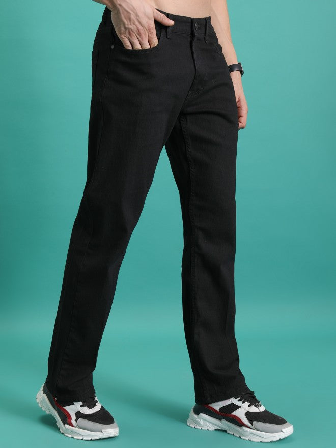 Highlander Men Black Tapered Fit Stretchable Jeans - Black - Image 6