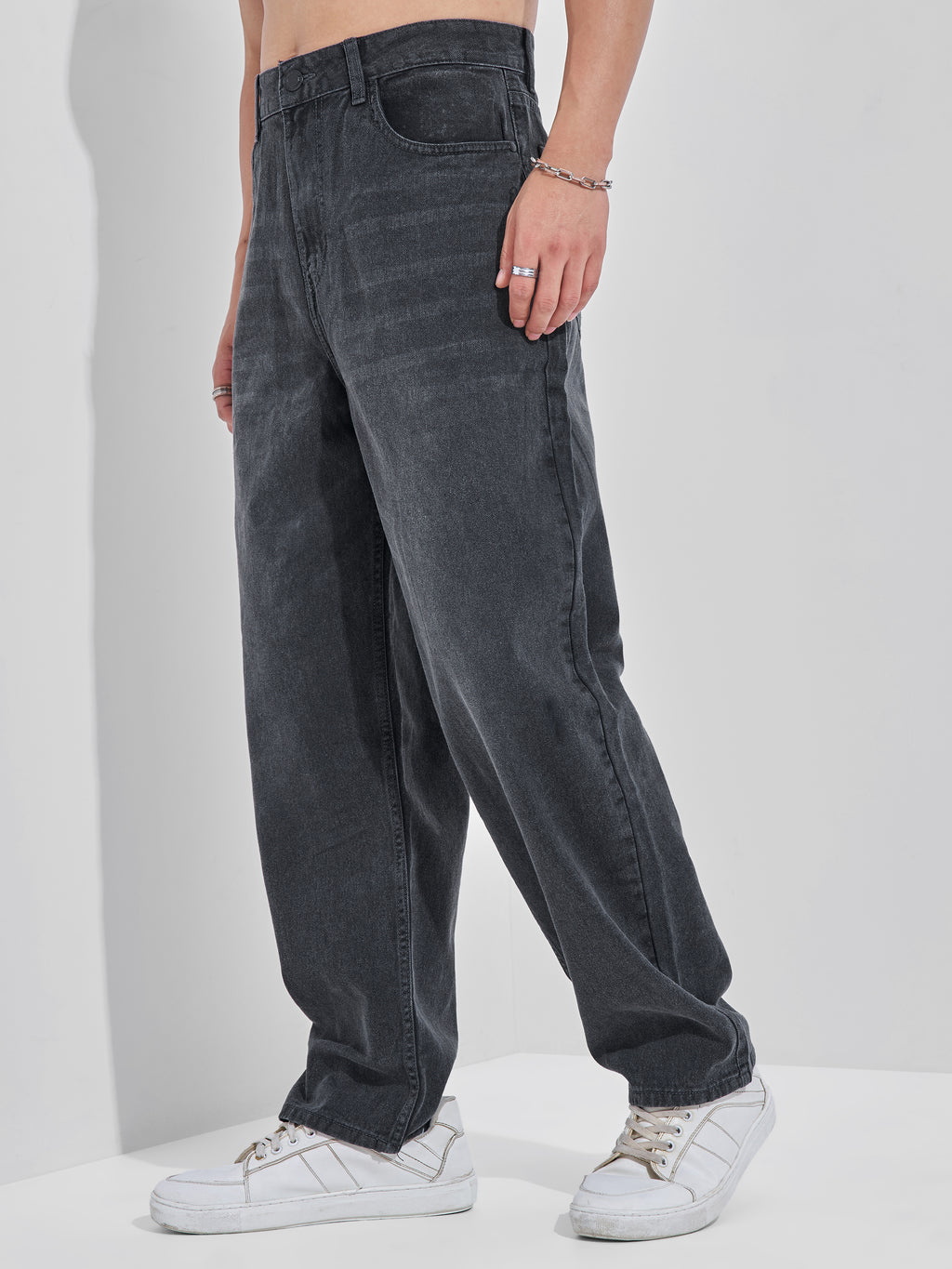 Purple By Highlander Men Grey Relaxed Fit Jeans - Grey - Image 4