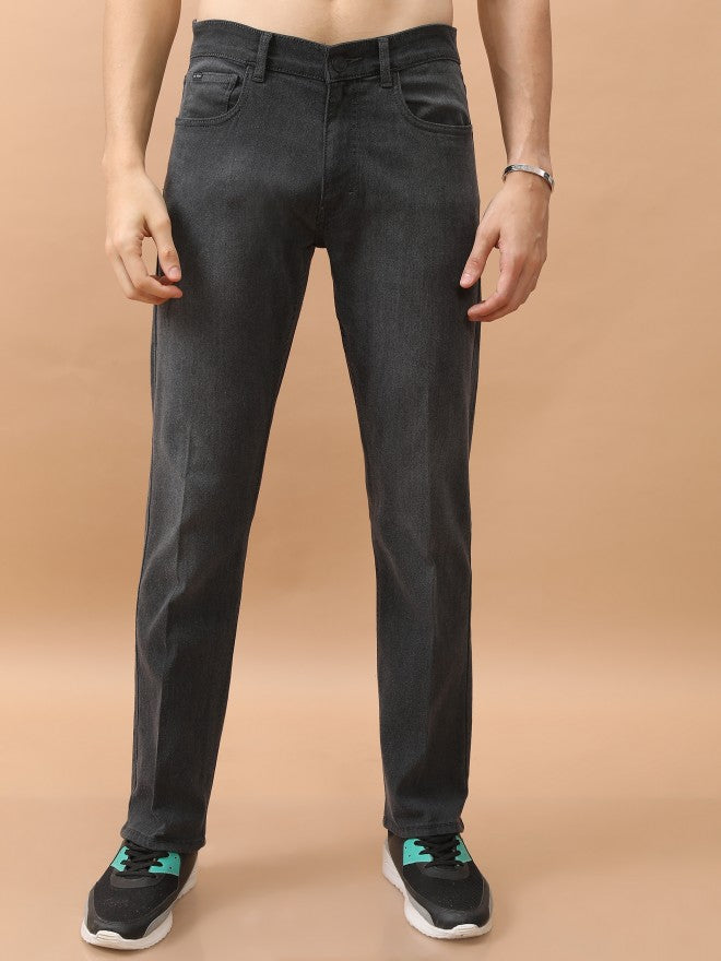 Purple By Highlander Men Grey Straight Fit Stretchable Jeans - Grey - Image 1