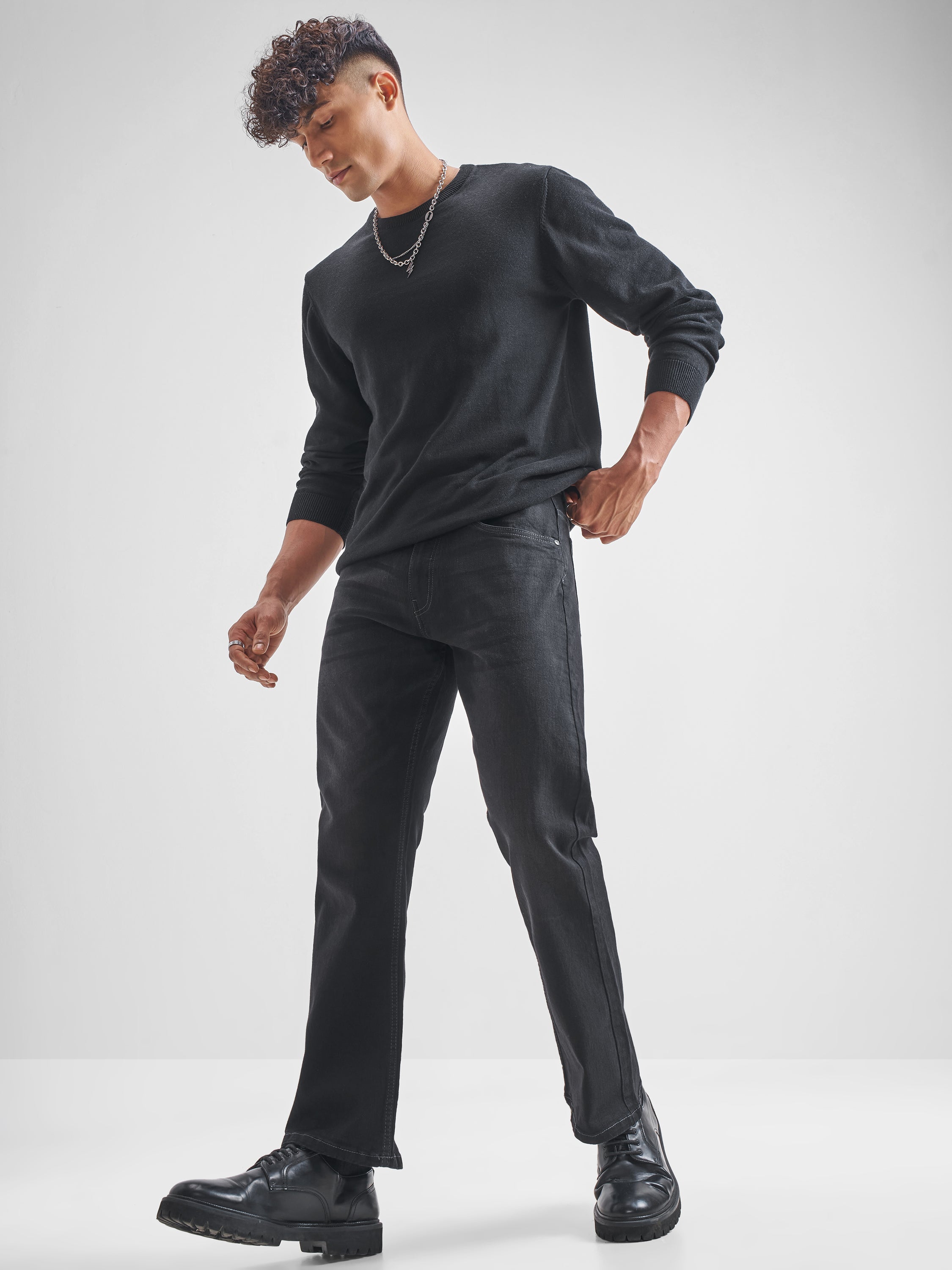 Purple By Highlander Men Grey Straight Fit Stretchable Jeans - Grey - Image 2