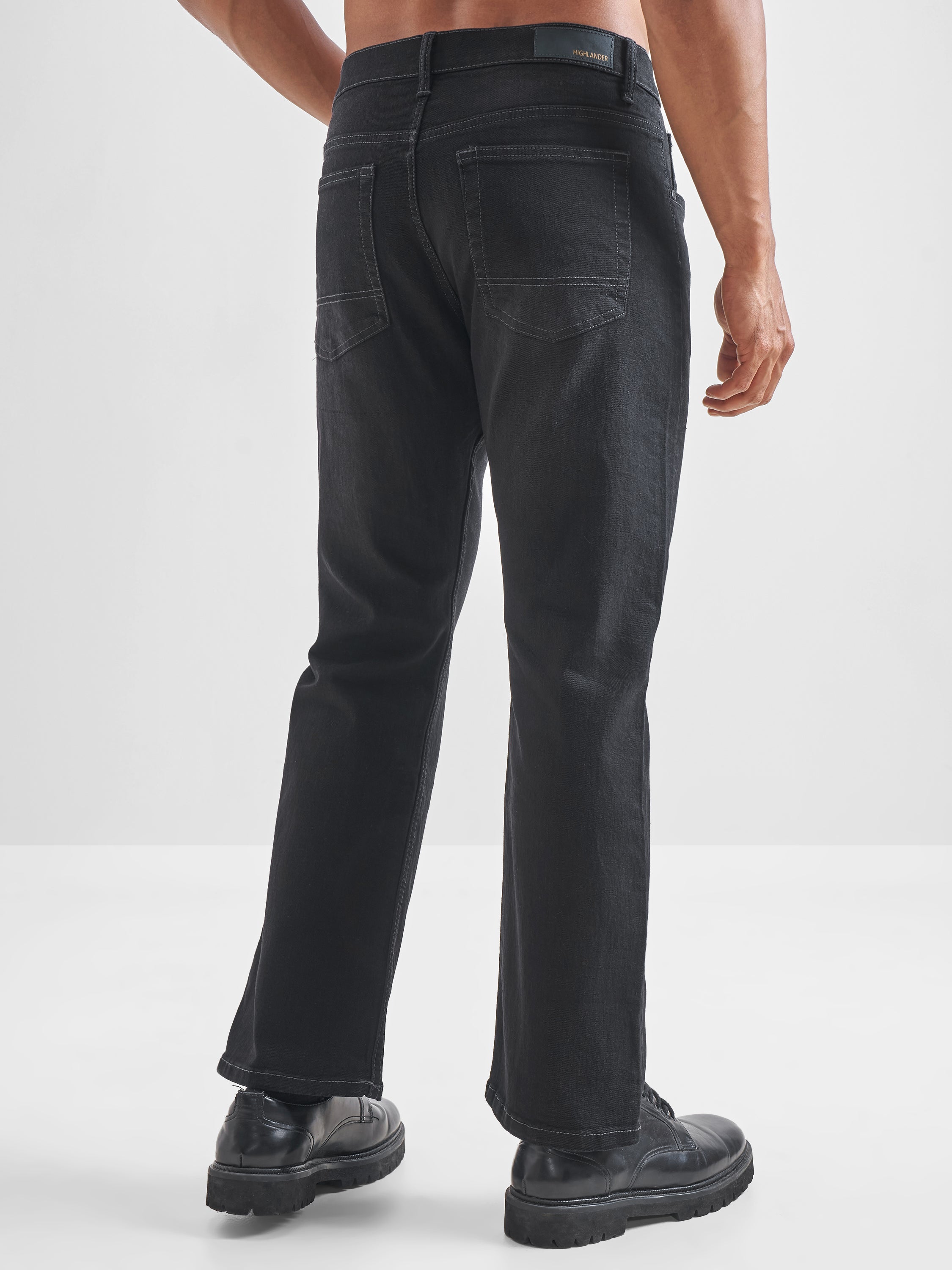 Purple By Highlander Men Grey Straight Fit Stretchable Jeans - Grey - Image 3