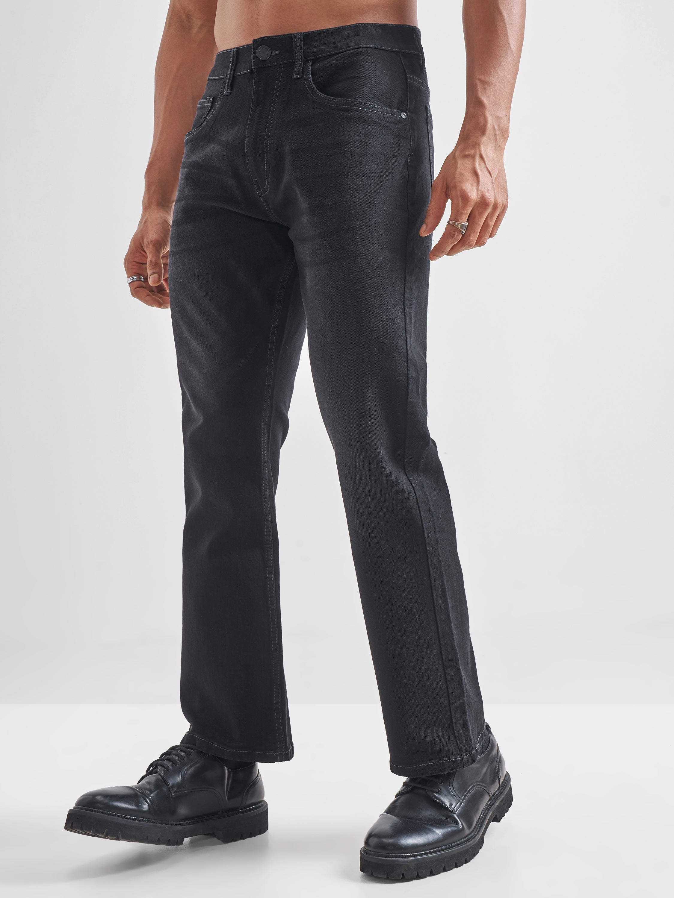 Purple By Highlander Men Grey Straight Fit Stretchable Jeans - Grey - Image 4