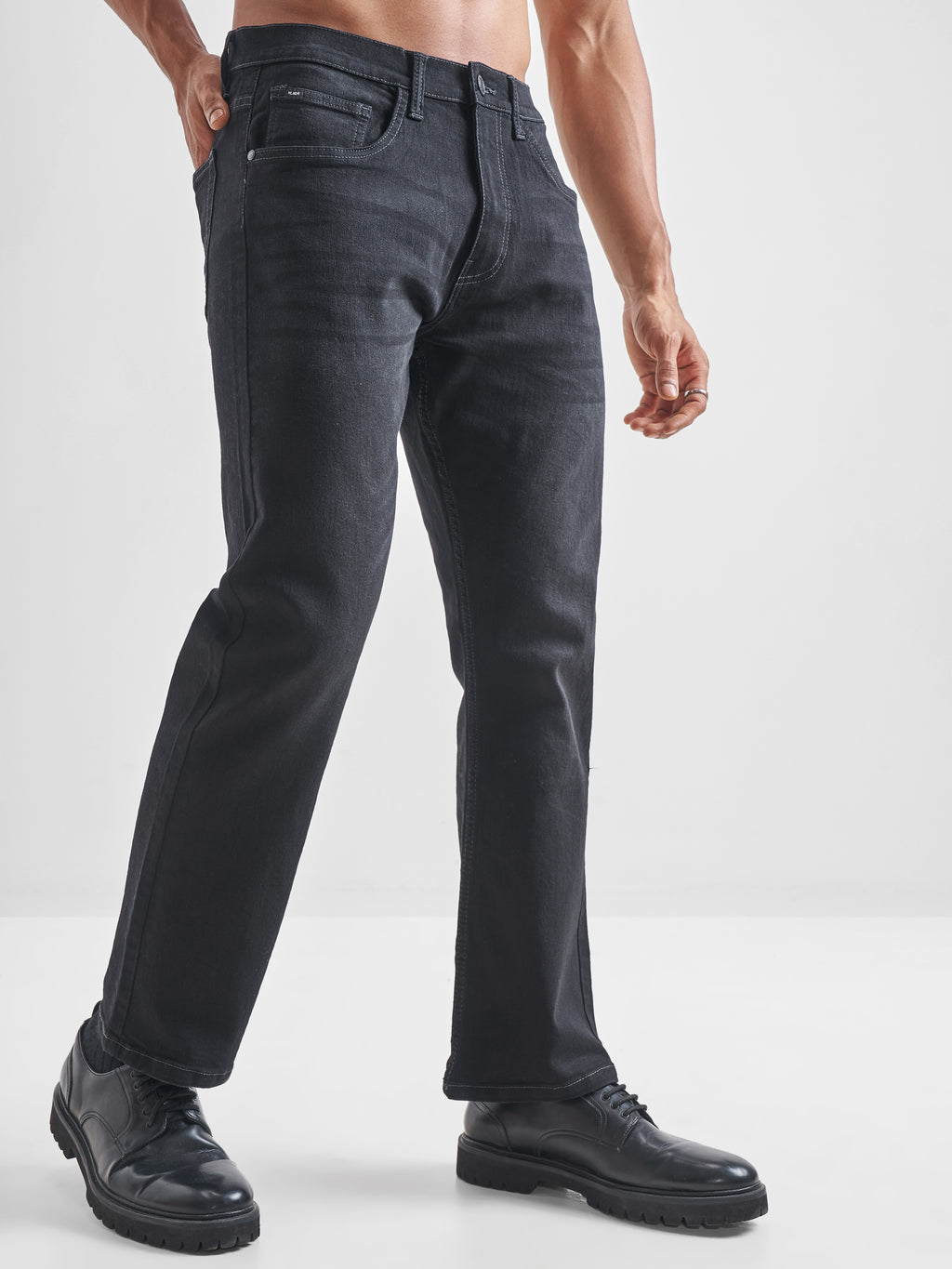 Purple By Highlander Men Grey Straight Fit Stretchable Jeans - Grey - Image 6